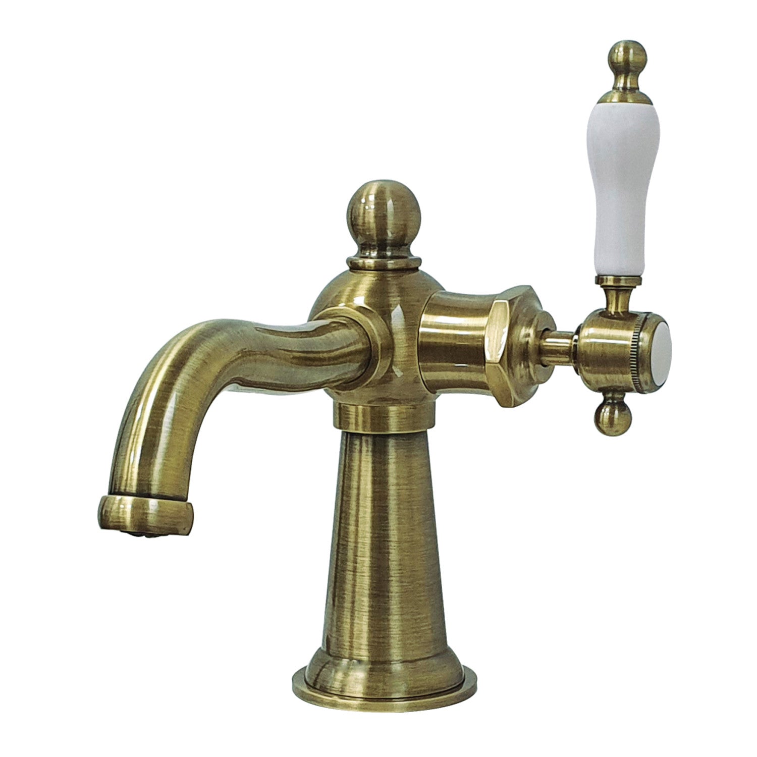 Kingston Heirloom KS154KLAB - Robinet de salle de bain à une poignée nautique 1 trou avec bonde à tirette, laiton antique