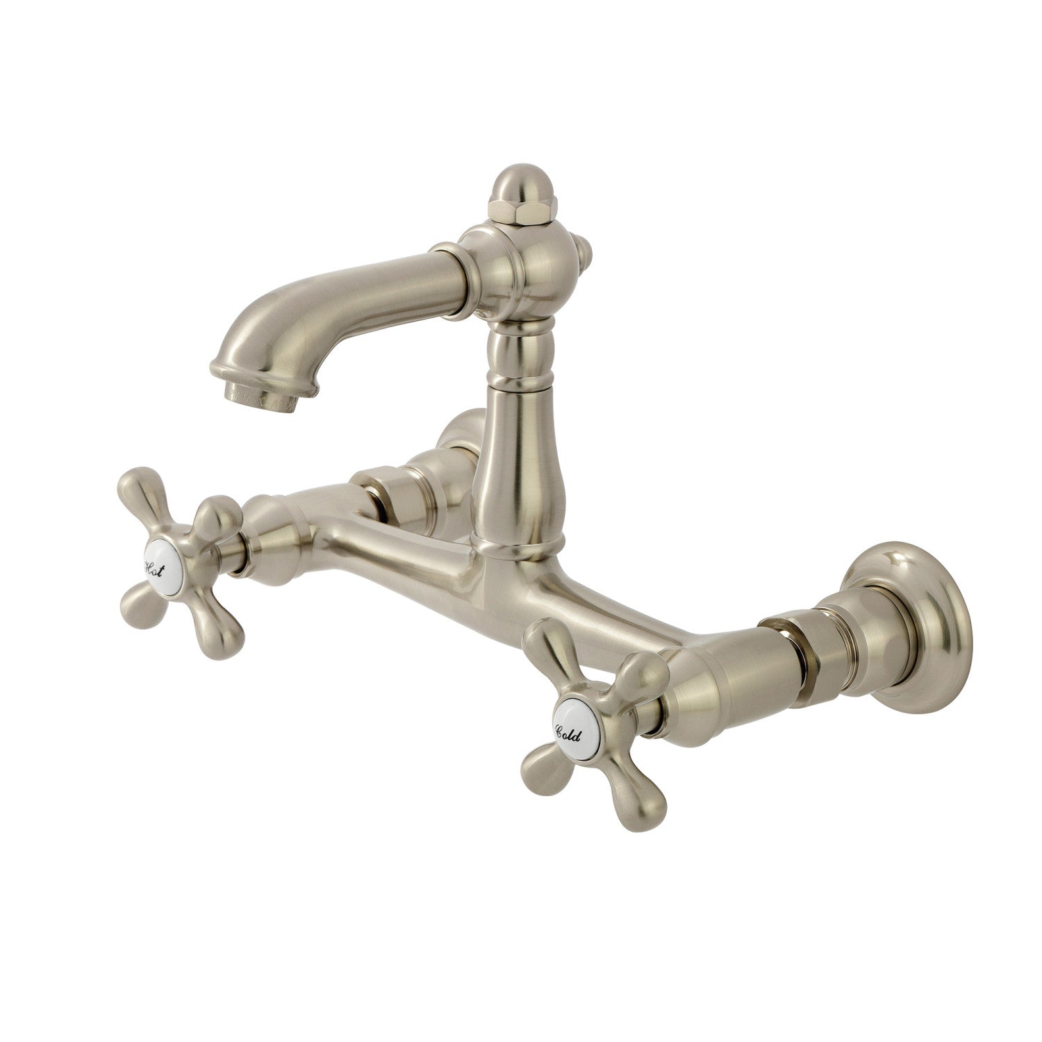 Kingston Heirloom KS7258AX - Robinet de salle de bain double poignée de pays anglais 2 trous, nickel brossé