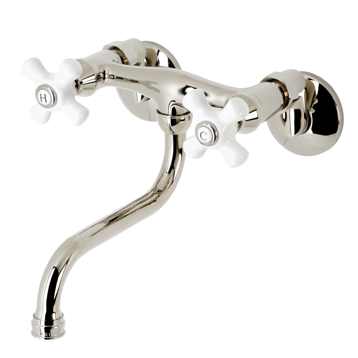Kingston Heirloom KS616PN - Kingston Double-Handle 2 trous Robinet de salle de bains mural, nickel poli
