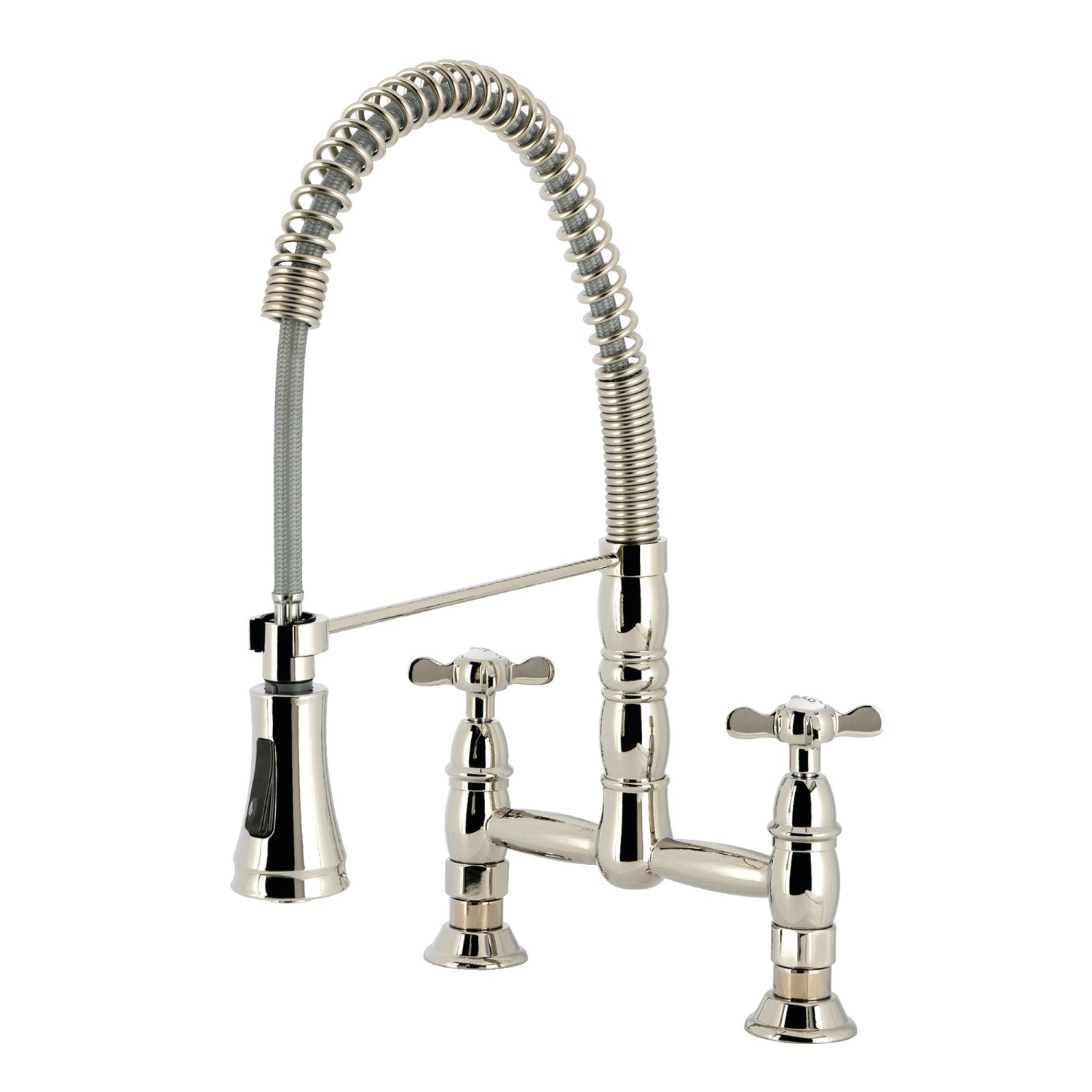 Kingston Tulare GS1276BEX - Essex Double-Handle 2 trous montage sur plage Pré-Rinçage Pont Robinet de cuisine, Nickel poli