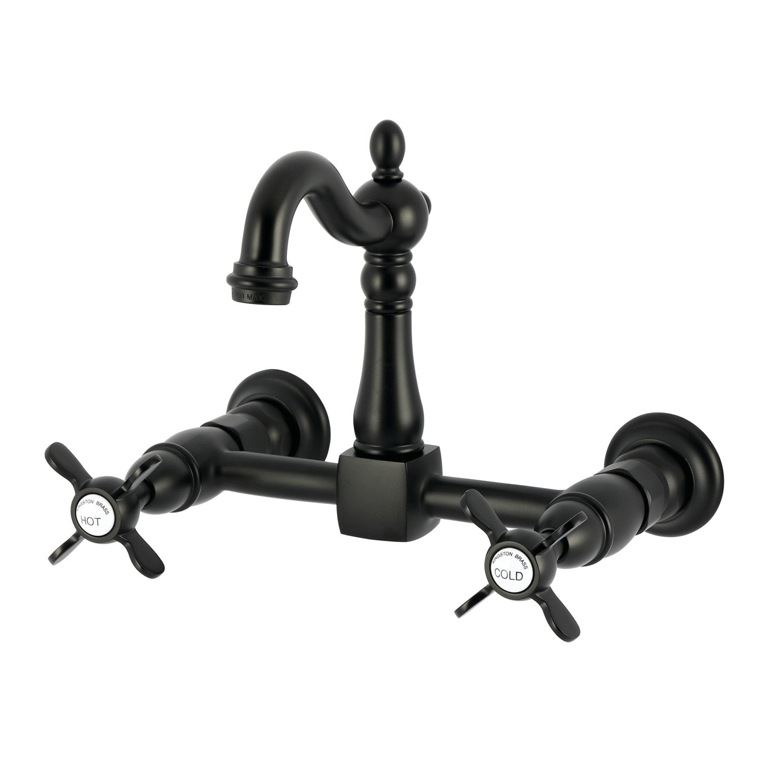 Kingston Heirloom KS2440BEX - Robinet de cuisine à deux poignées 2 trous, noir mat
