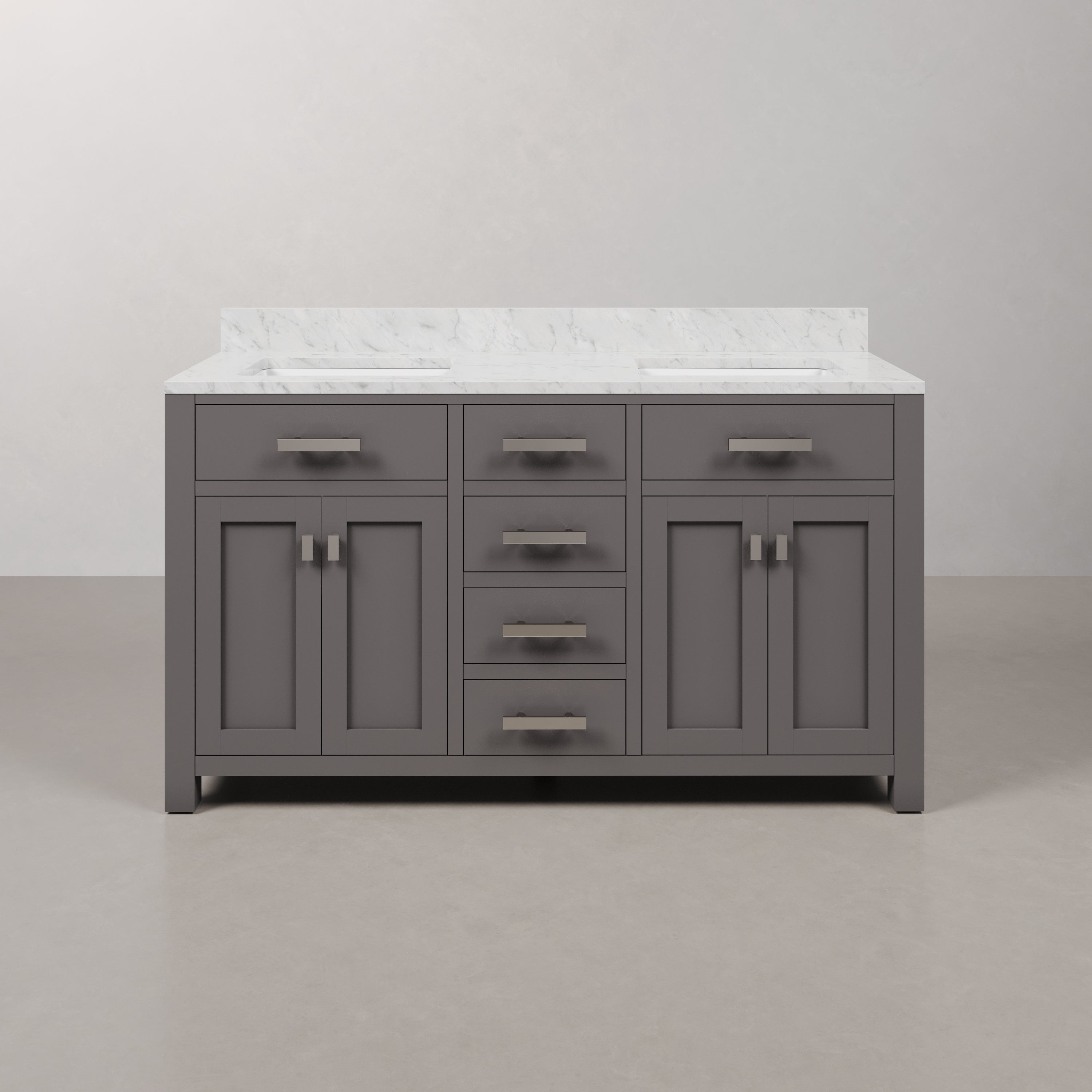 Kingston Luxe MS60CW01CG - 60 in. x 21 in. Bathroom Vanity Marble Top in Carrara White, Cashmere Grey