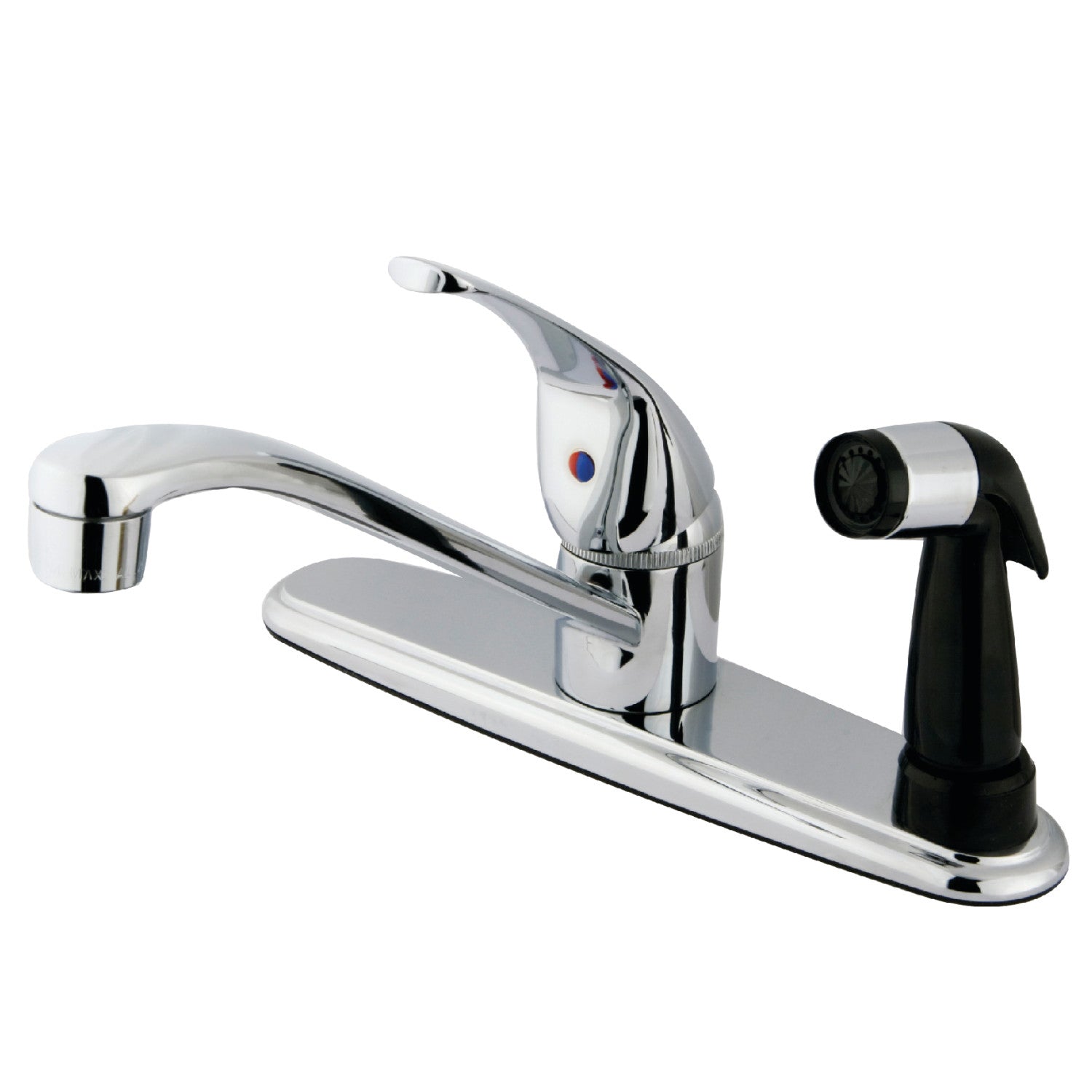 Kingston Tulare KB5730 - Robinet de cuisine central à une poignée Chatham 3 trous 8" avec pulvérisateur latéral, chrome poli