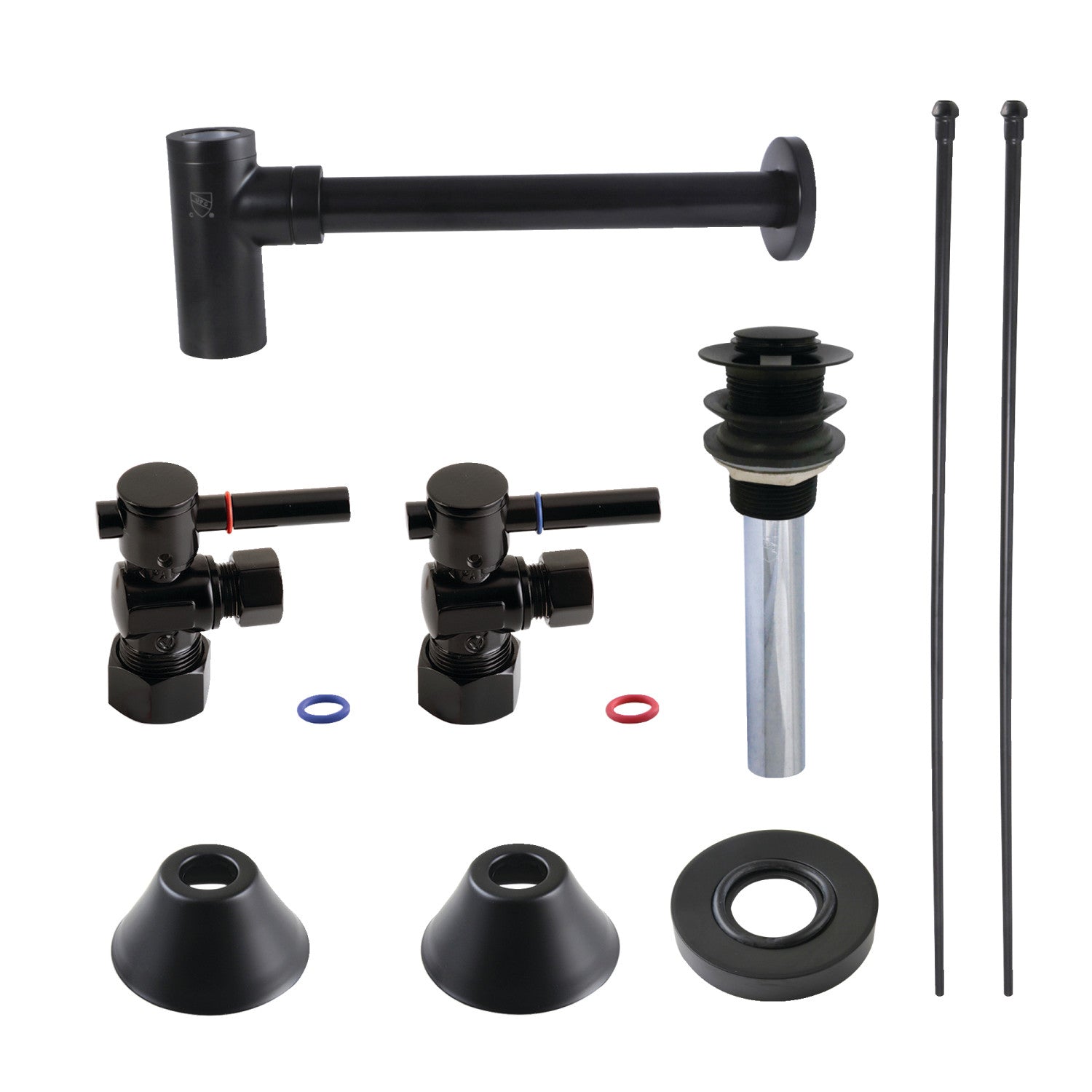 Kingston Sona CC53300DLVKB30 - Trimscape Modern Plumbing Sink Trim Kit with Bottle Trap and Drain, Matte Black