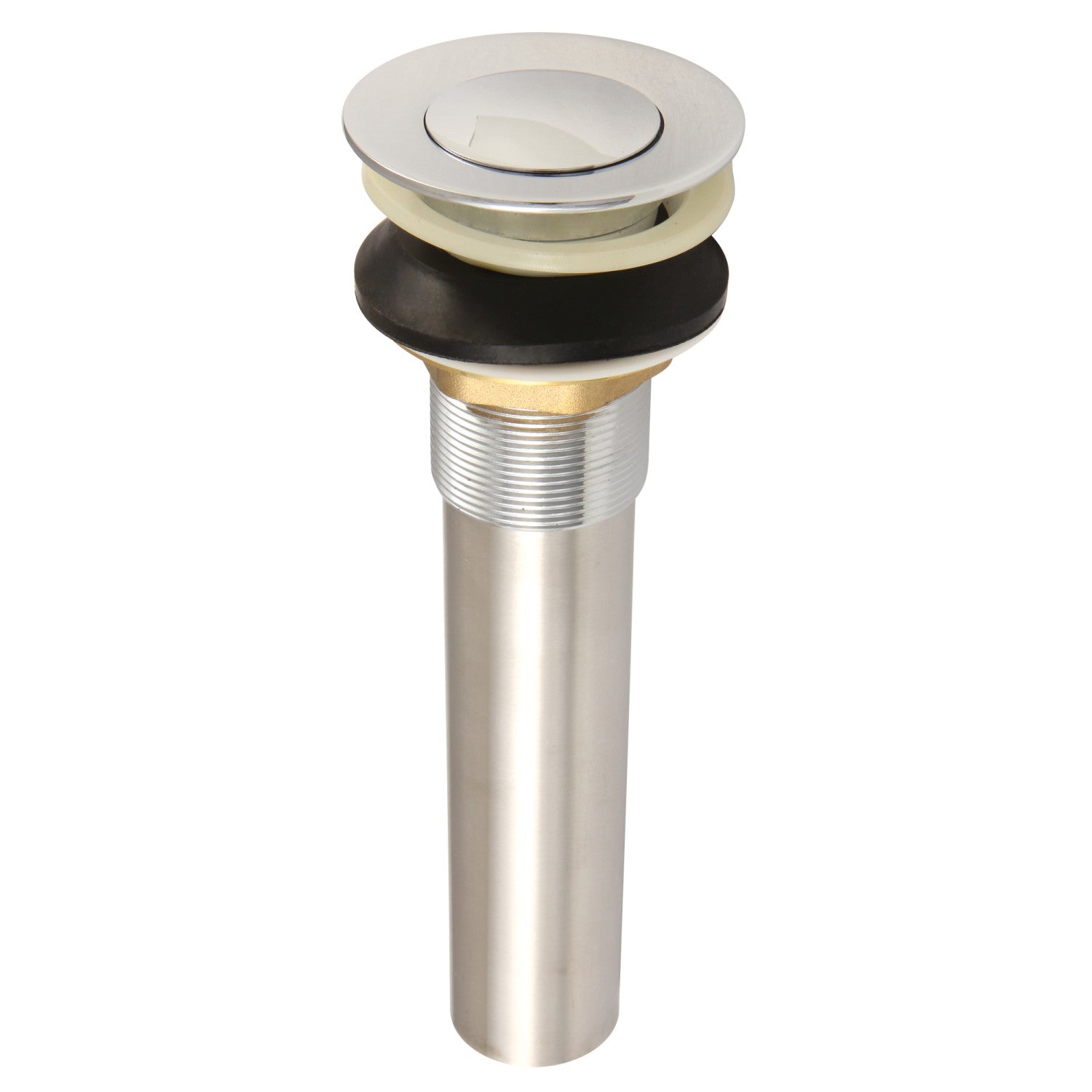 Kingston Complement KB6001 Brass Push Pop-Up Bathroom Sink Drain with Overflow, Polished Chrome