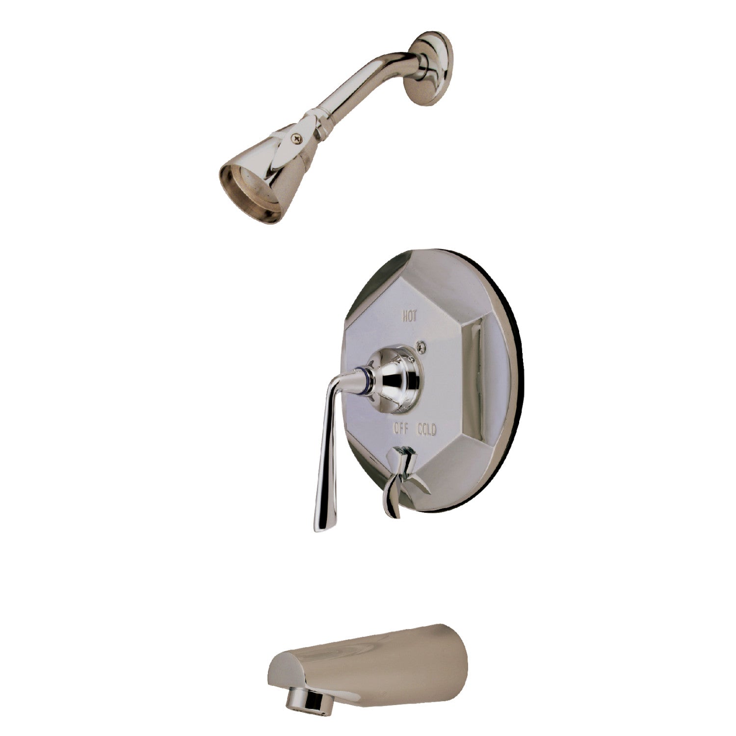 Kingston Tulare KB46380ZL - Robinet de baignoire et de douche équilibré à une poignée Silver Sage, Nickel brossé