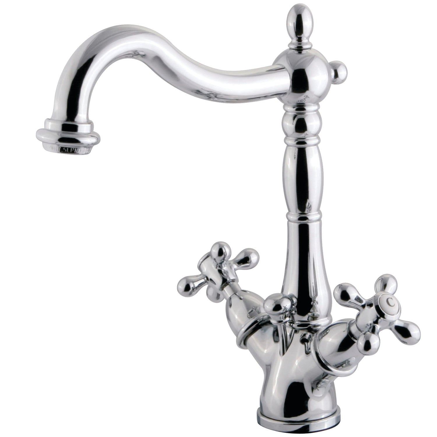 Kingston Heirloom KS1431AX - Heritage Double-Handle 1-or-3 Trou montage sur plage Robinet de salle de bain simple trou avec laiton à tirette, Chrome poli