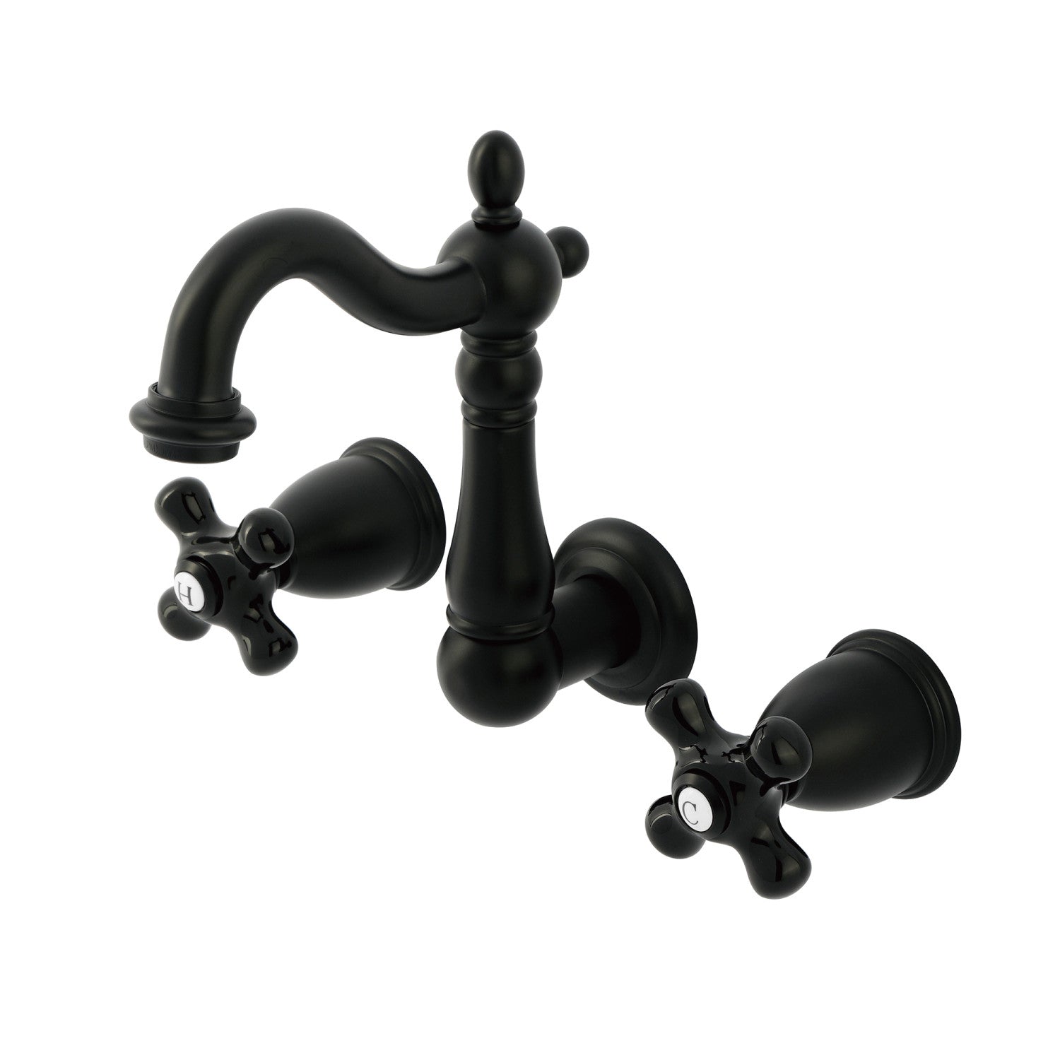 Kingston Heirloom KS1220PKX - Robinet de salle de bain à double poignée 3 trous, noir mat