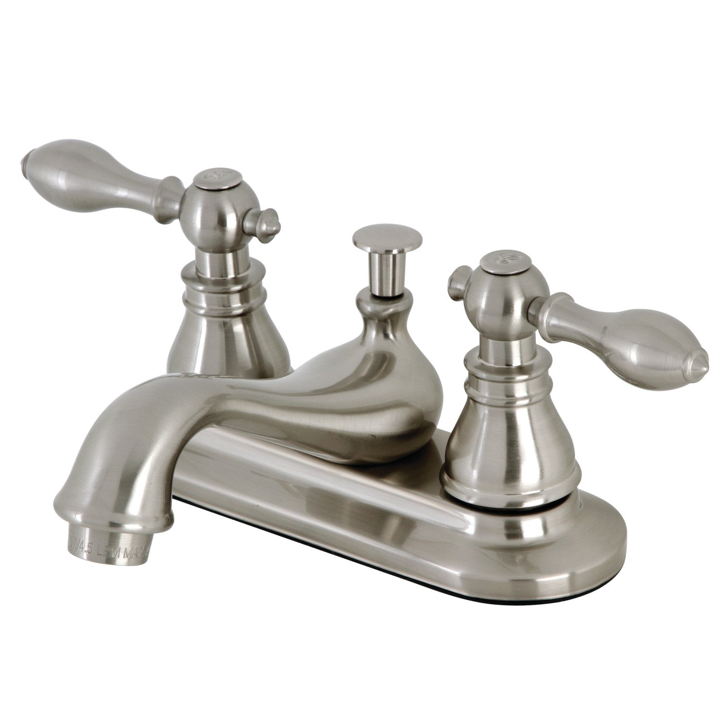 Kingston Heirloom KB608ACL - American Classic Double-Handle 3 trous montage sur plage 4-Inch Centerset Robinet de salle de bains avec drain à tirette, Nickel brossé