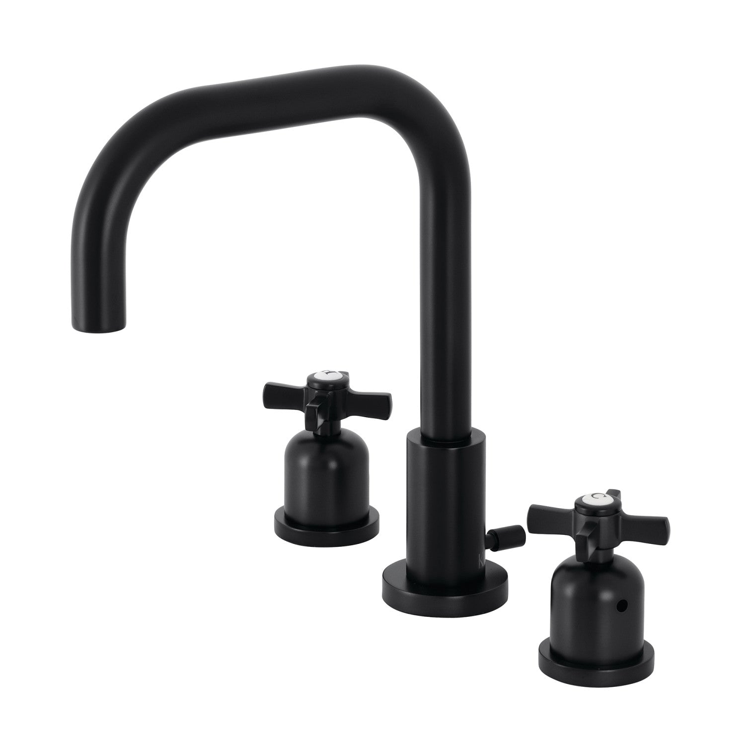 Kingston Sona FSC8930ZX - Robinet de salle de bain à large déploiement à deux poignées Millennium 3 trous, noir mat