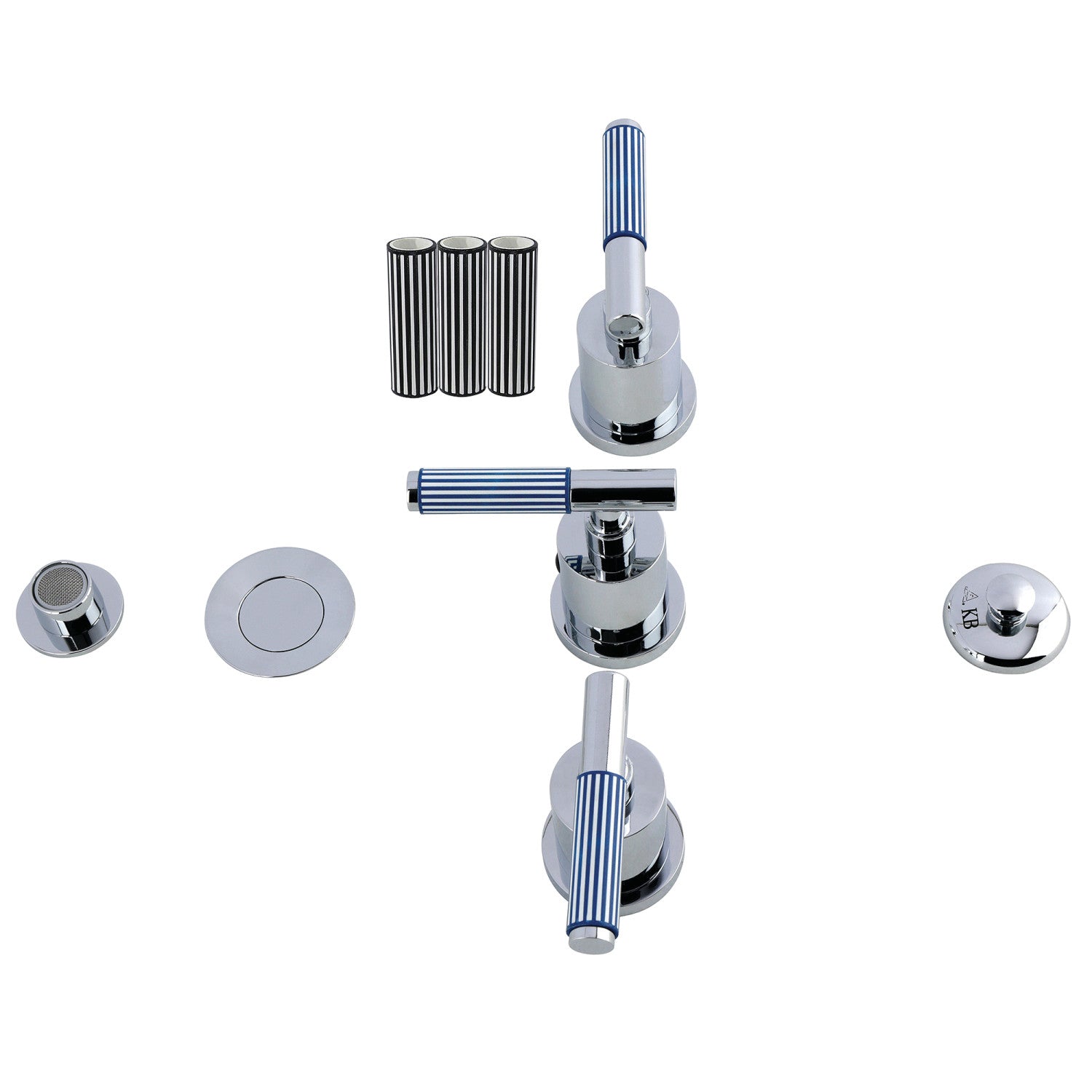 Kingston Sona KB6321KPS - Robinet à trois poignées Verona avec poignée moletée et laiton à tirette, chrome poli