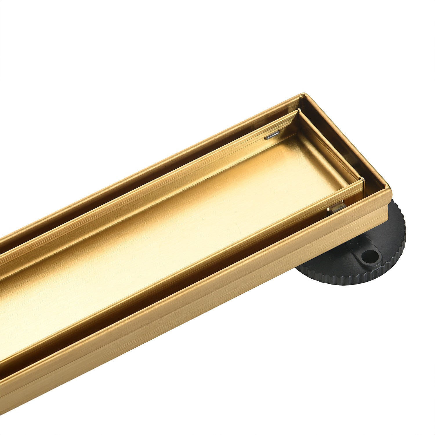 Kingston Watercourse BSF3227 32-Inch Stainless Steel Linear Shower Drain with Reversible Tile Insert and Flat Grate, Brushed Brass