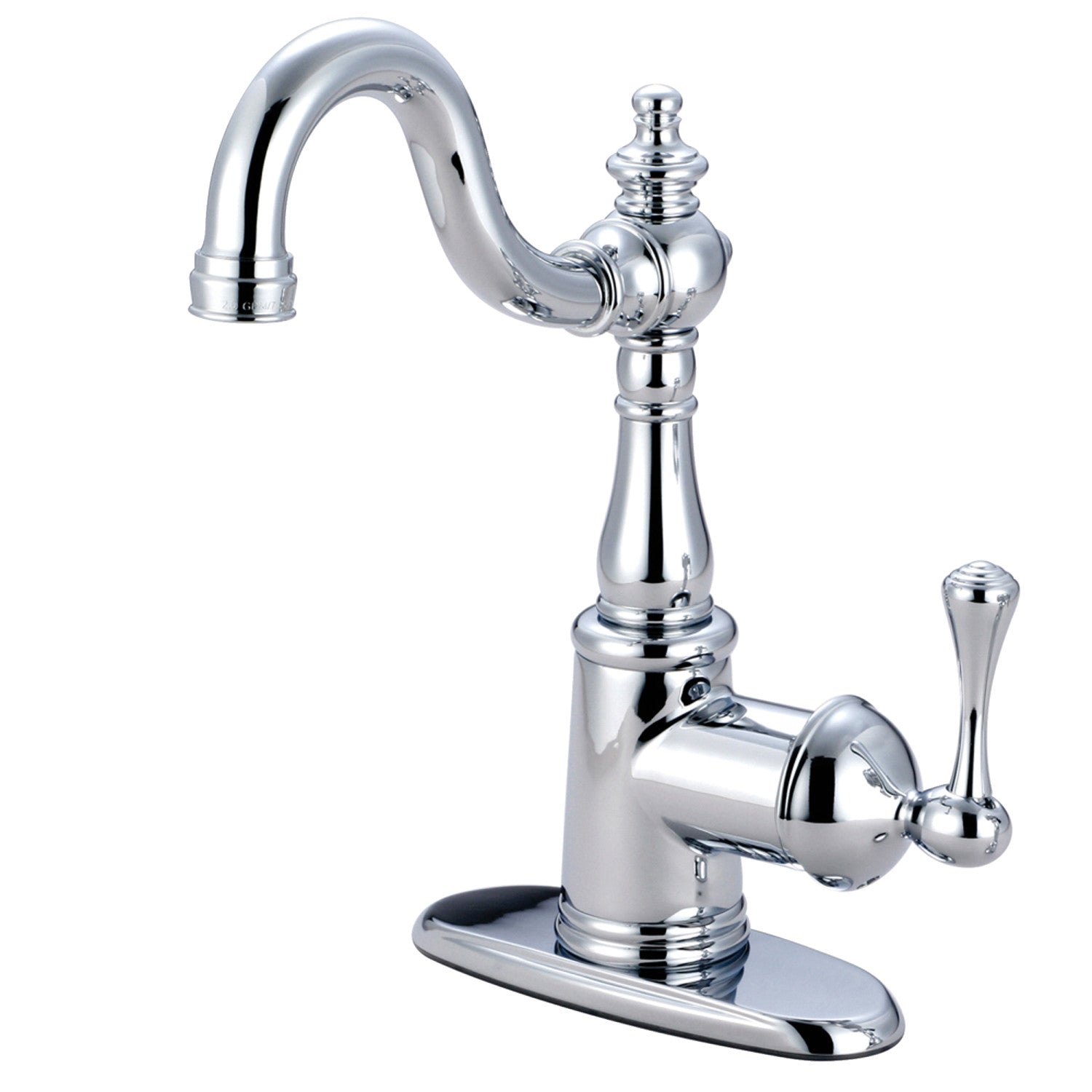 Kingston Heirloom FS7641BL - Robinet de salle de bain à une poignée vintage anglais 1 trou avec plaque de pont et bonde à tirette, chrome poli