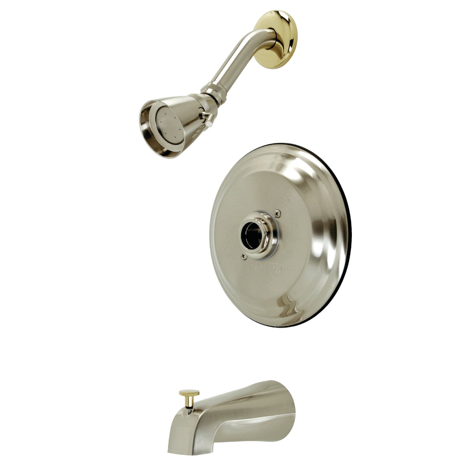 Kingston Heirloom KB3639TLH Robinet de baignoire et de douche à pression équilibrée, Garniture uniquement avec poignée, Nickel brossé/Laiton poli