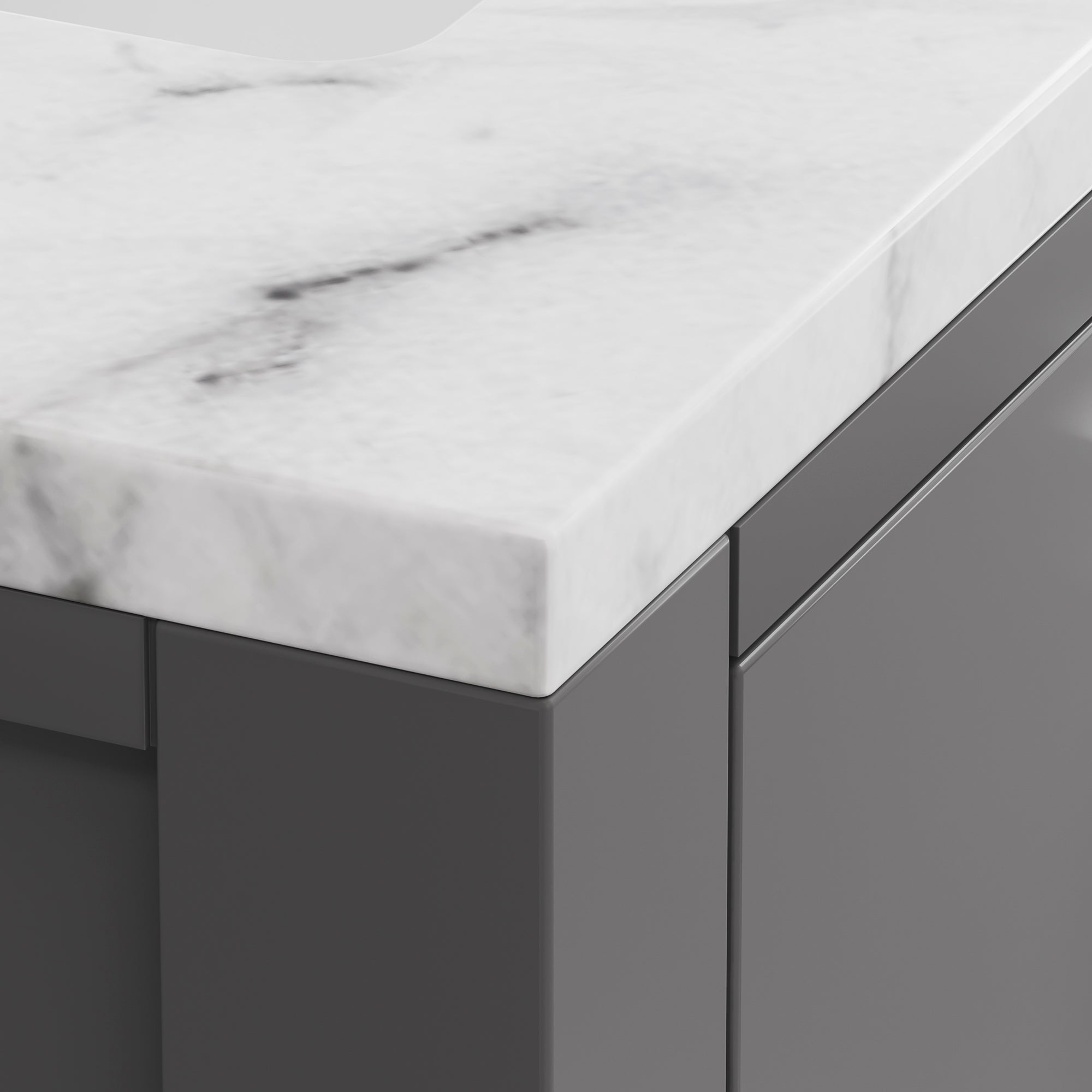 Kingston Luxe MS30CW01CG - 30 in. x 21 in. Bathroom Vanity Marble Top in Carrara White, Cashmere Grey