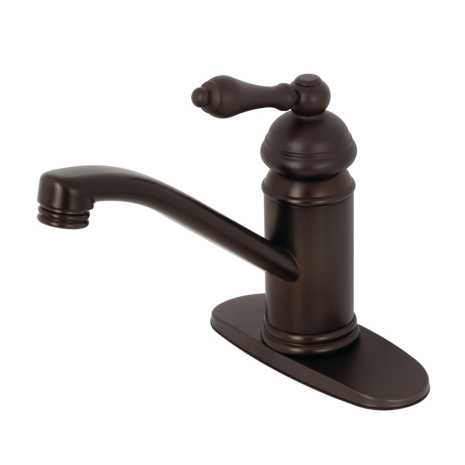 Kingston Heirloom KS3405AL - Robinet de salle de bain vintage à une poignée 1 trou avec plaque de pont et bonde à tirette, bronze frotté à l'huile