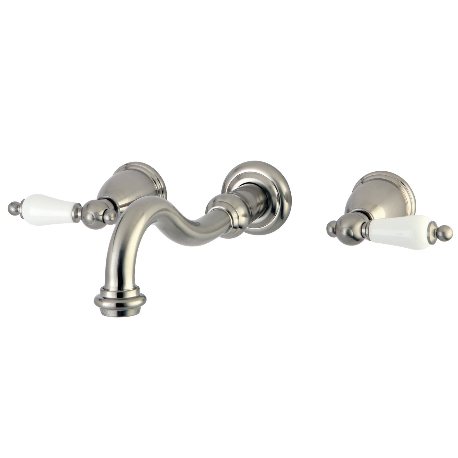 Kingston Heirloom KS3128PL - Robinet de salle de bains mural double poignée vintage 3 trous, nickel brossé