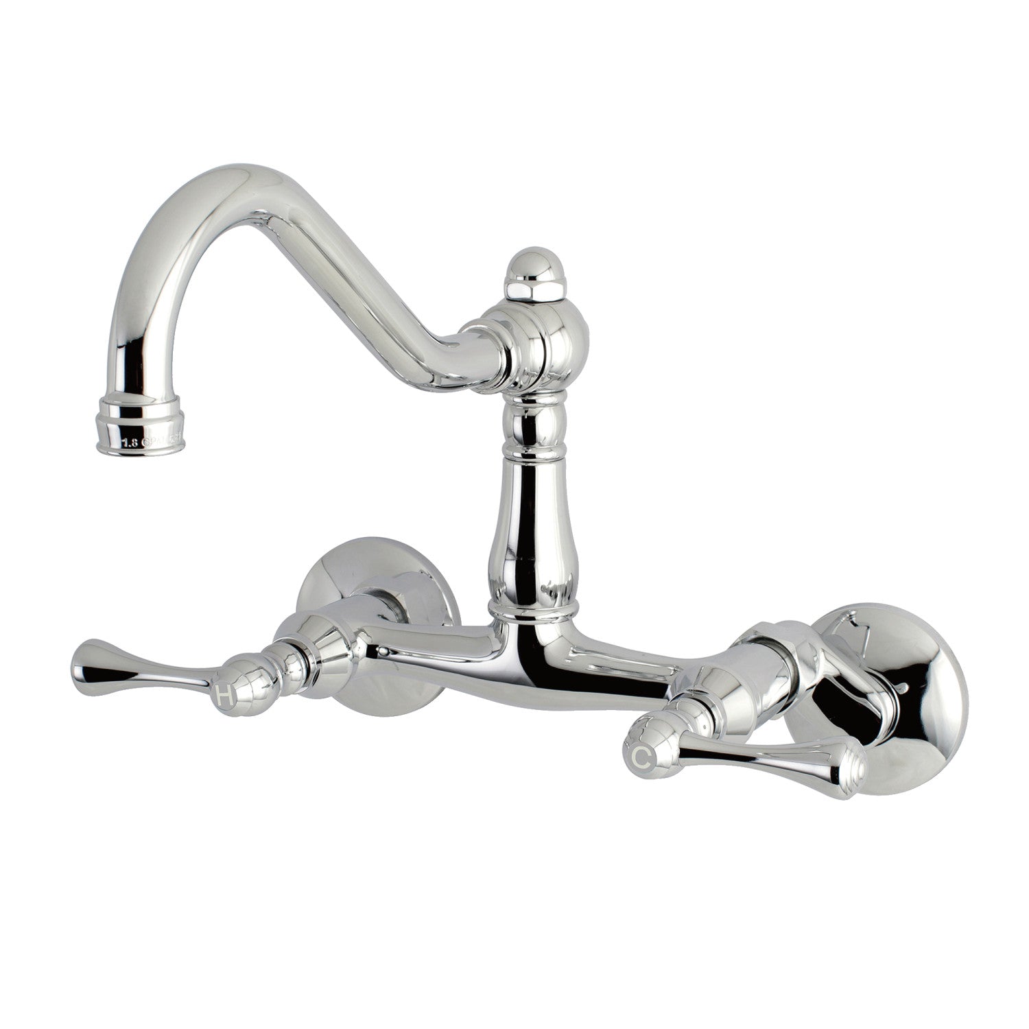 Kingston Heirloom KS3221BL - Robinet de cuisine à deux poignées vintage 2 trous Wall Mount Bridge, chrome poli