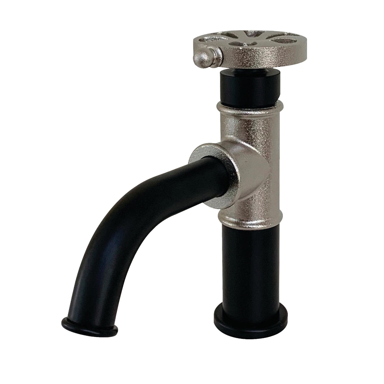 Kingston Heirloom KS2826RX - Robinet de salle de bain à une poignée Belknap 1 trou avec bonde à tirette, noir mat/nickel poli