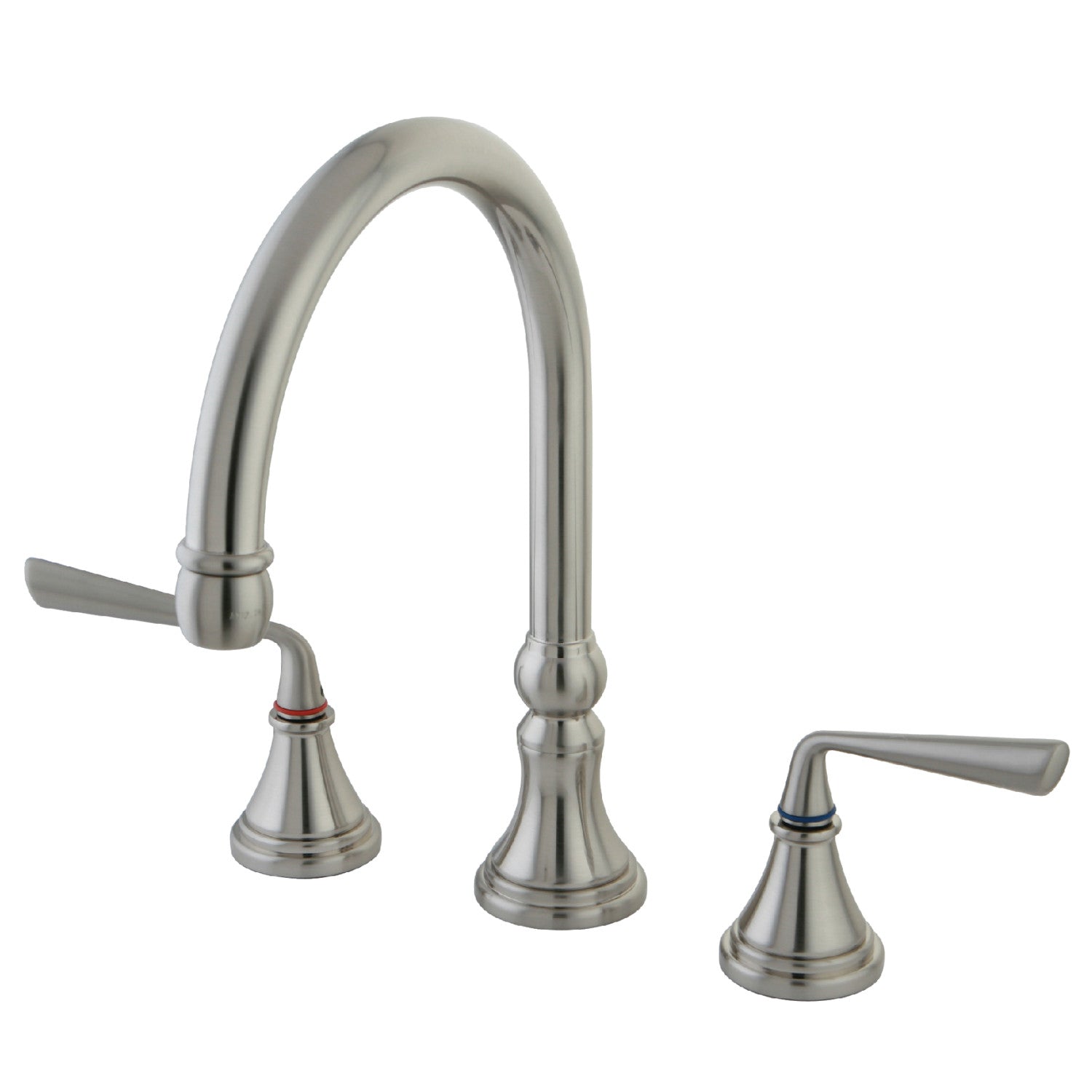 Kingston Tulare KS2798ZLLS - Robinet de cuisine double poignée Silver Sage 3 trous, Nickel brossé