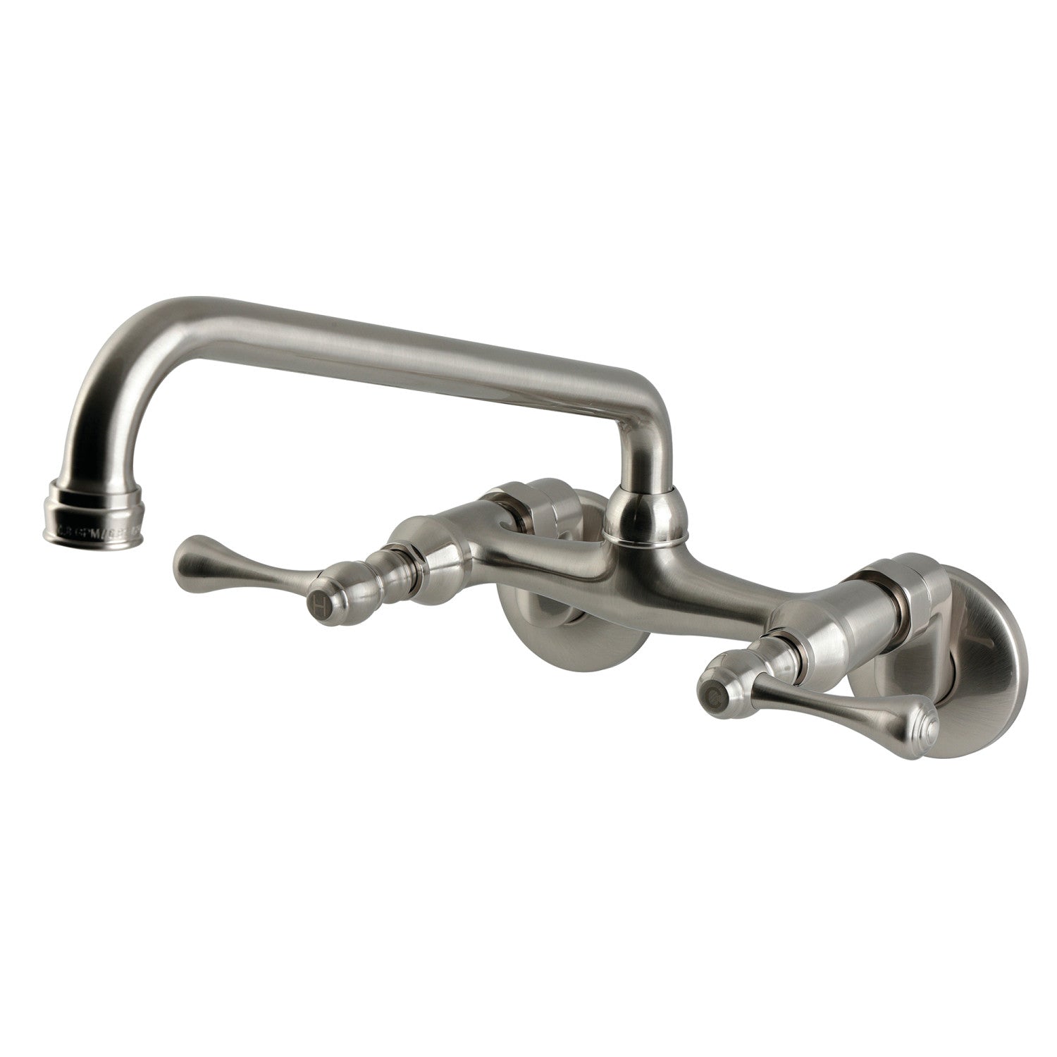 Kingston Kingston KS600SN Robinet de cuisine mural à deux poignées 2 trous, nickel brossé