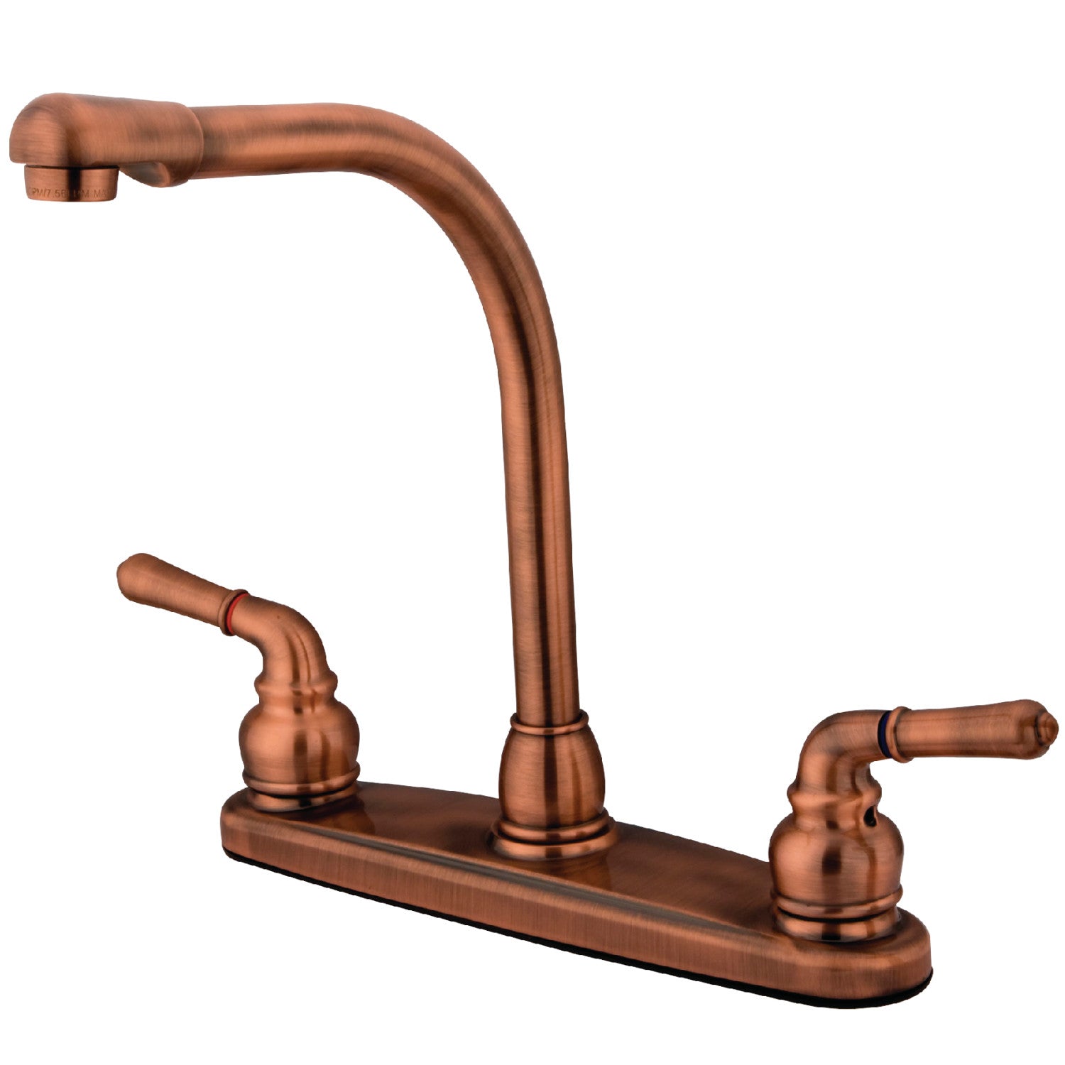 Kingston Tulare KB756LS - Robinet de cuisine à deux poignées Magellan 2 trous 8", cuivre antique