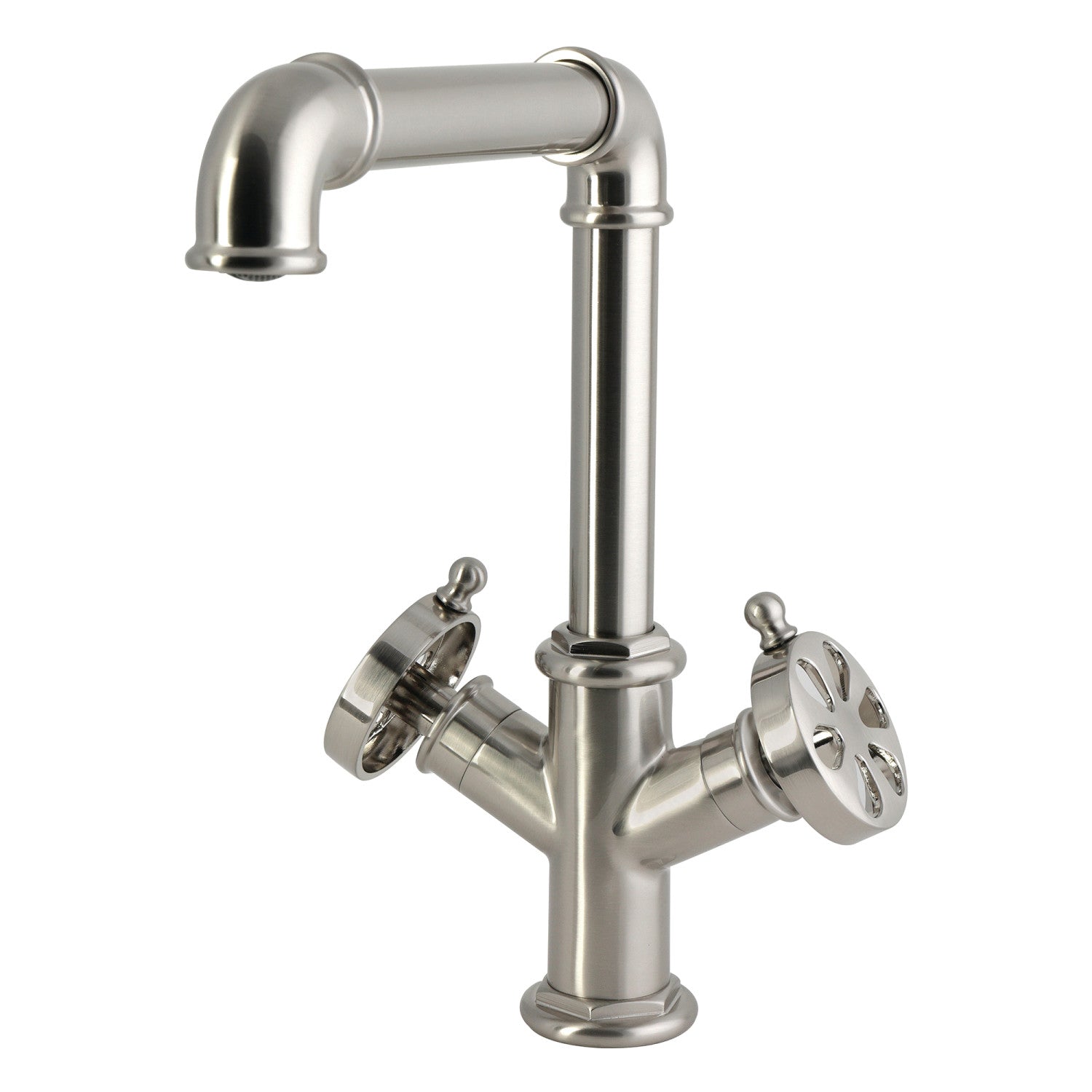 Kingston Belknap LS6508RX Robinet de cuisine à deux poignées 1 trou, Nickel brossé