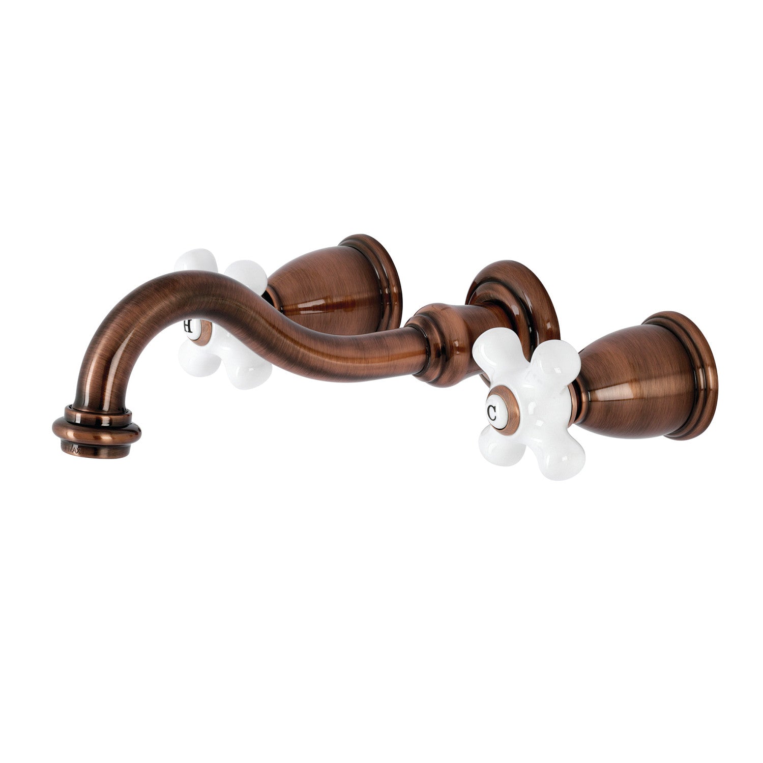 Kingston Heirloom KS312PXAC - Vintage double poignée 3-Trou robinet de salle de bains mural, cuivre antique