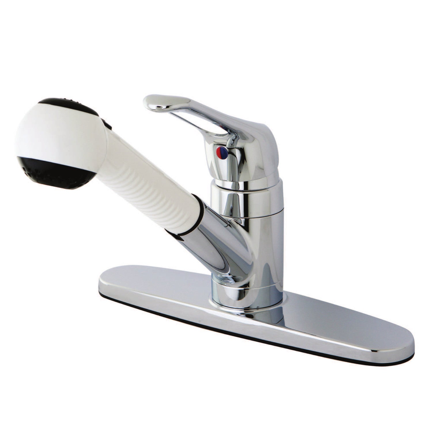 Kingston Tulare KB701 - Wyndham à poignée unique 1-or-3 Trou montage sur plage extractible Pulvérisateur Robinet de cuisine, Chrome poli