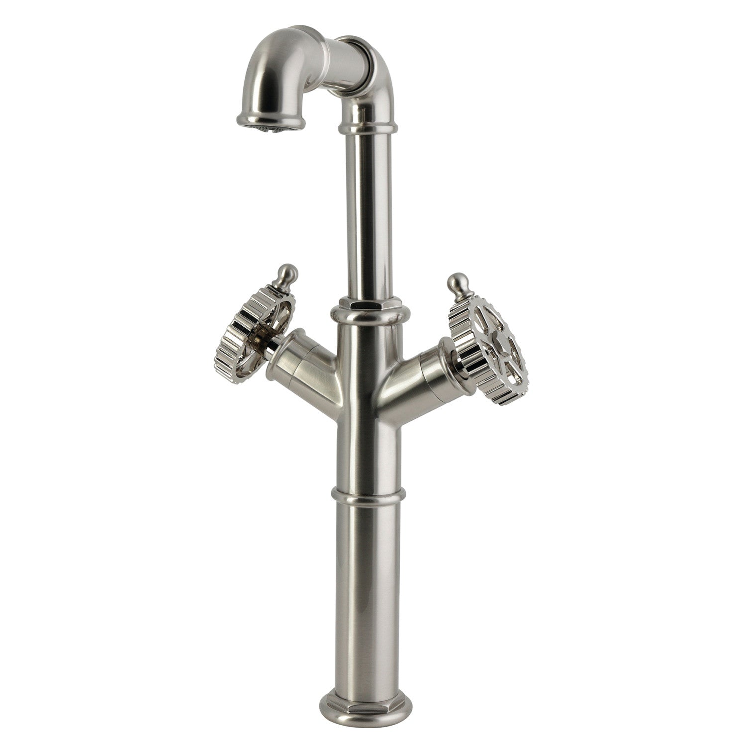 Kingston Fuller LS6608CG Robinet de navire à deux poignées 1 trou, nickel brossé