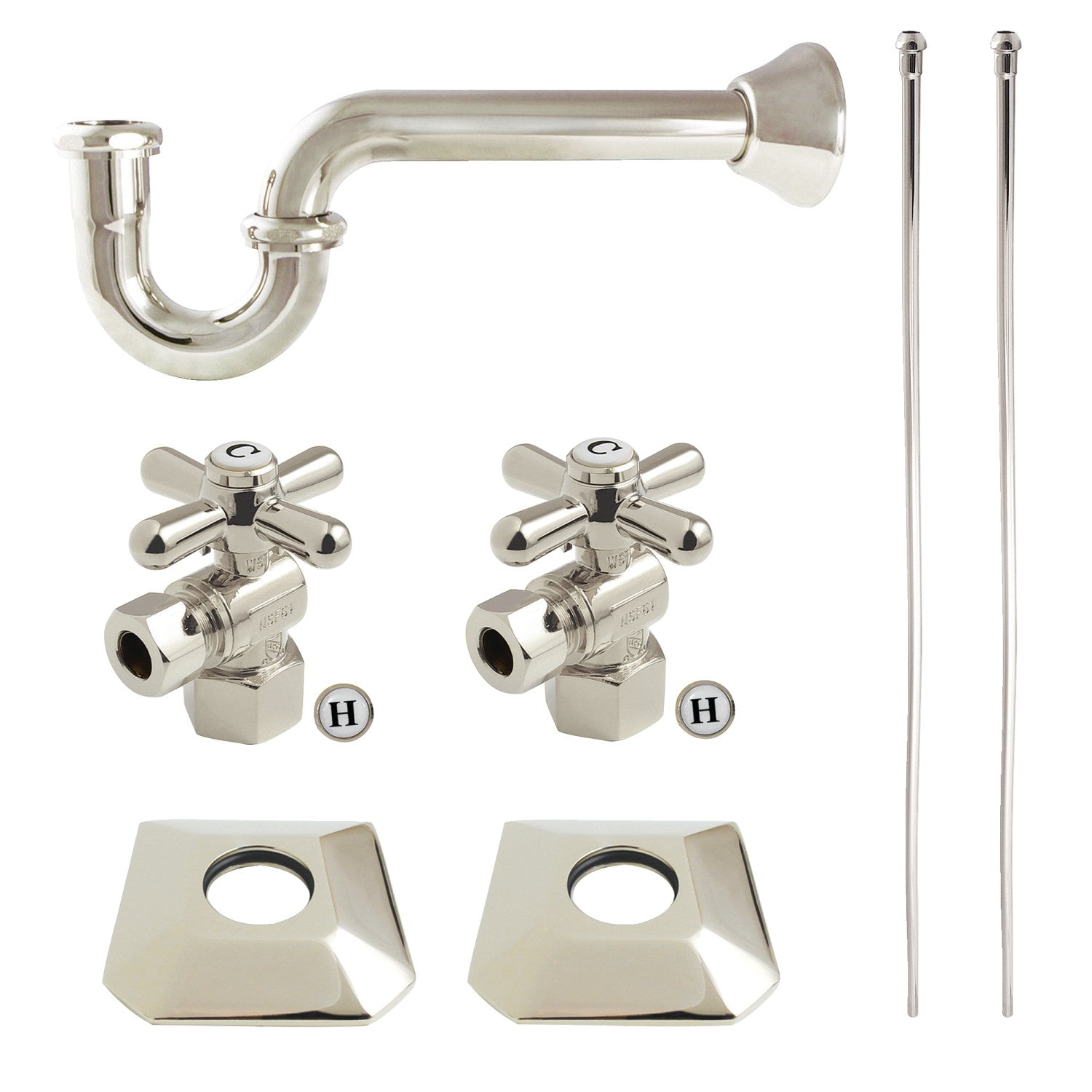 Kingston Tulare KPK130P6 - Trapeze Modern Plumbing Sink Trim Kit with P-Trap, Polished Nickel