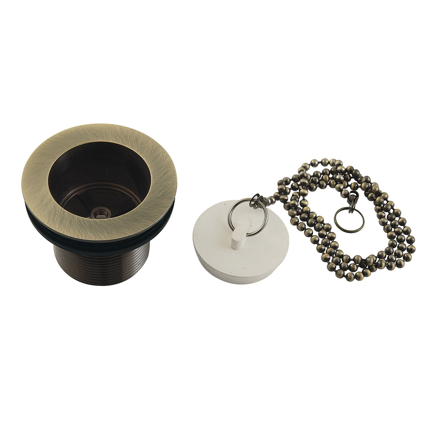 Kingston Heirloom DSP15AB - Made To Match 1-1/2-Inch Chain and Stopper Tub Drain with 1-1/2-Inch Body Thread, Antique Brass