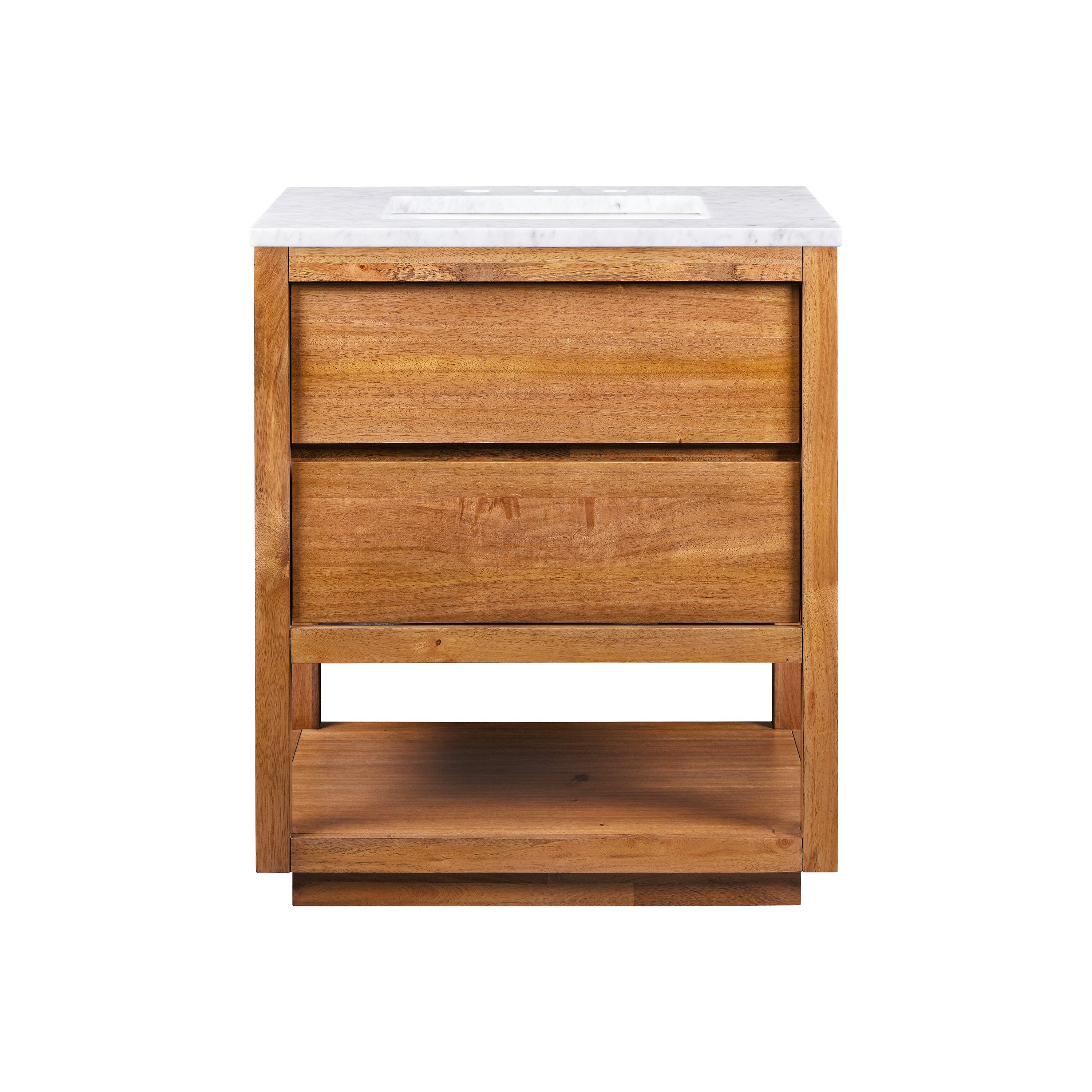 Kingston Luxe OA30CW00MW - 30 in. x 22 in. Bathroom Vanity Single Sink with White Marble Top and White Basin, Mango Wood