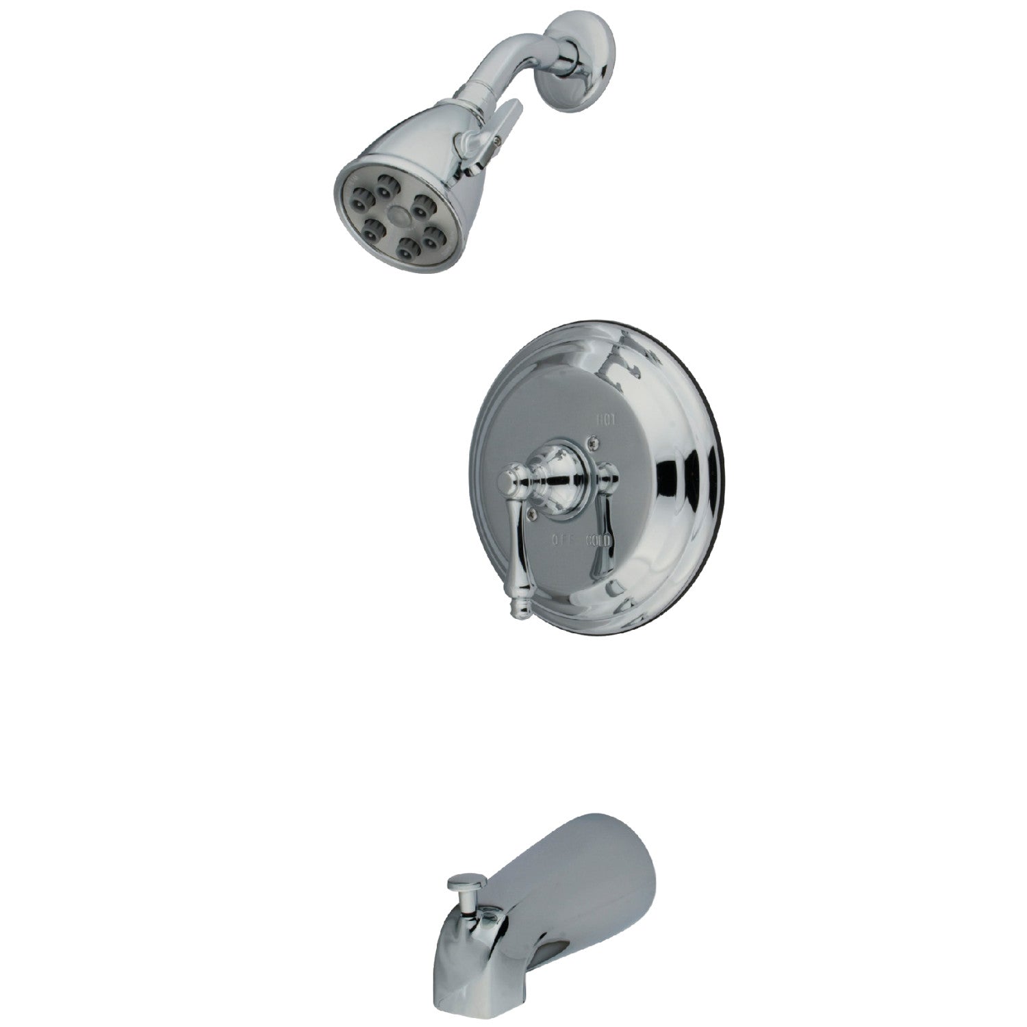 Kingston Heirloom VB3631AL - Robinet de baignoire et de douche à pression à une poignée de restauration, chrome poli