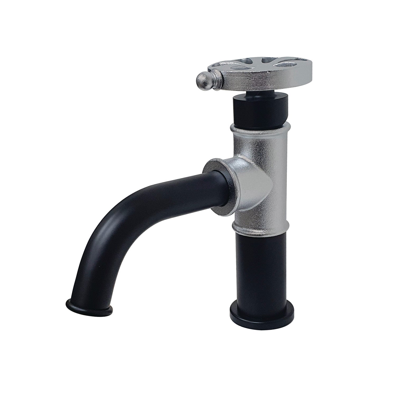 Kingston Heirloom KS2821RX - Robinet de salle de bain à une poignée Belknap 1 trou avec bonde à tirette, noir mat / chrome poli
