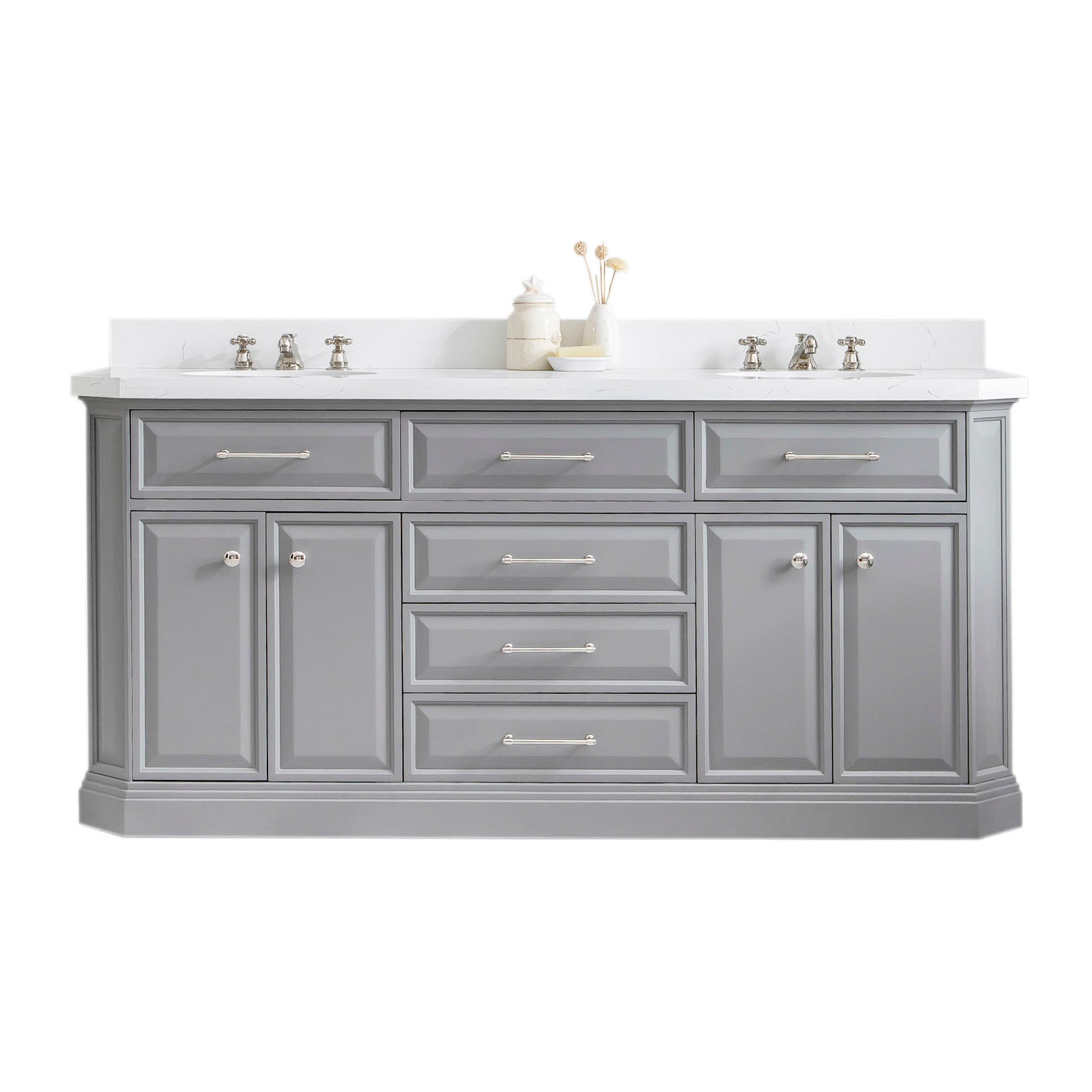 Kingston Luxe PA72QZ05CG - 72 in. x 22 in. Bathroom Vanity Quartz Top and White Basin, Cashmere Grey