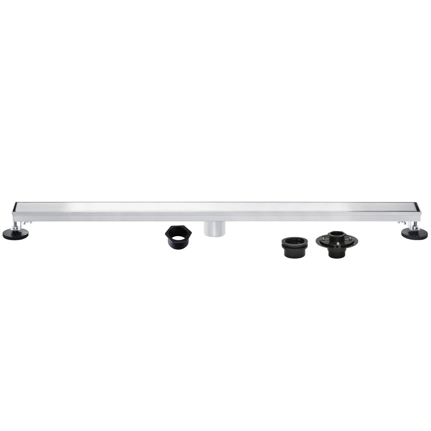Kingston Watercourse BSFK7221 72-Inch Stainless Steel Linear Shower Drain with Reversible Tile Insert and Flat Grate, Drain with Base Flange and Hair Strainer, Polished Chrome