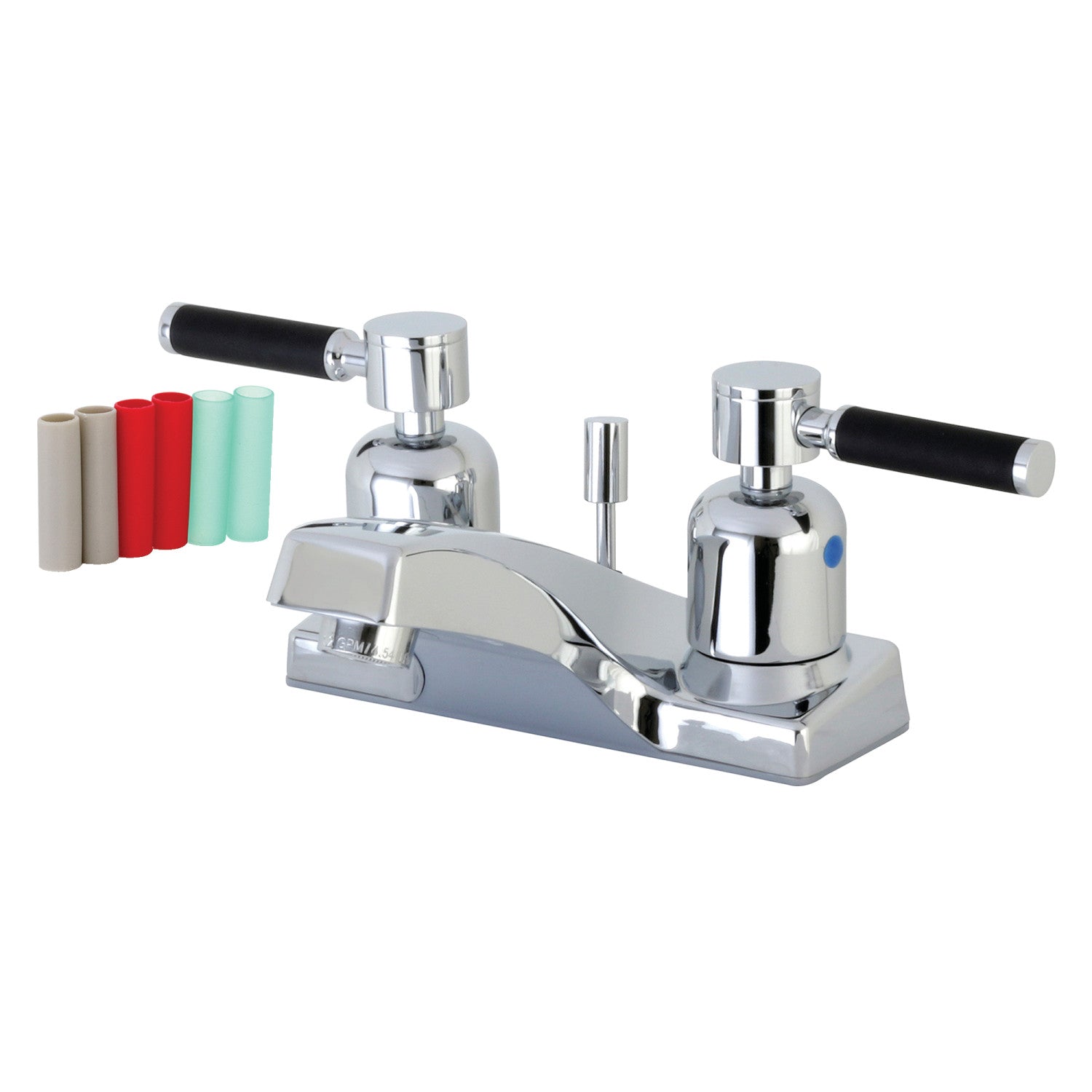 Kingston Kaiser FB201DKL Double-Handle 3 trous montage sur plage 4-Inch Centerset Robinet de salle de bains avec ABS Drain à tirette, Chrome poli