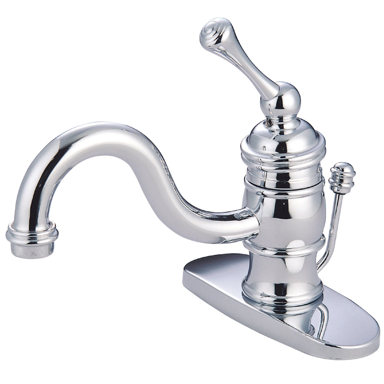 Kingston Heirloom KB3401BL - Robinet de salle de bains à une poignée victorienne 1 trou avec plaque de pont et drain à tirette, chrome poli