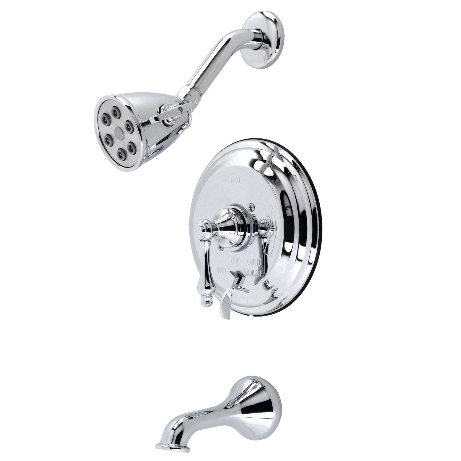 Kingston Heirloom VB36310AL Robinet de baignoire et de douche équilibré à une poignée, chrome poli