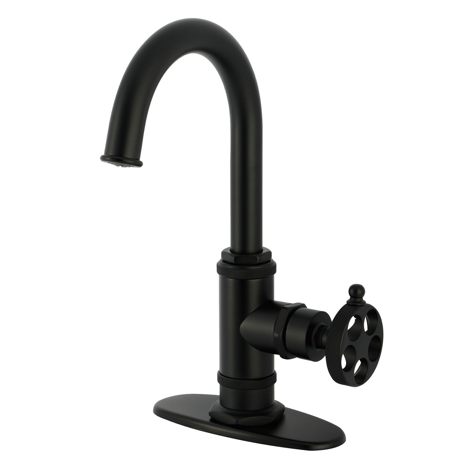 Kingston Sona KSD8500RKZ - Robinet de bar à une poignée de Wendell 1 trou avec poignée moletée, noir mat