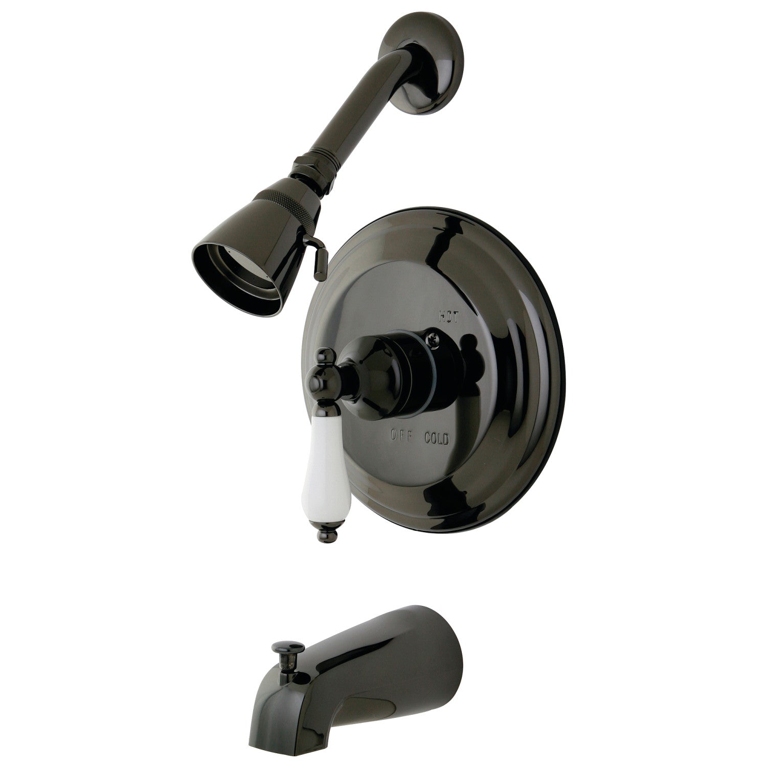 Kingston Heirloom NB3630PL - Robinet de baignoire et de douche à pression monomanche Water Onyx, acier inoxydable noir