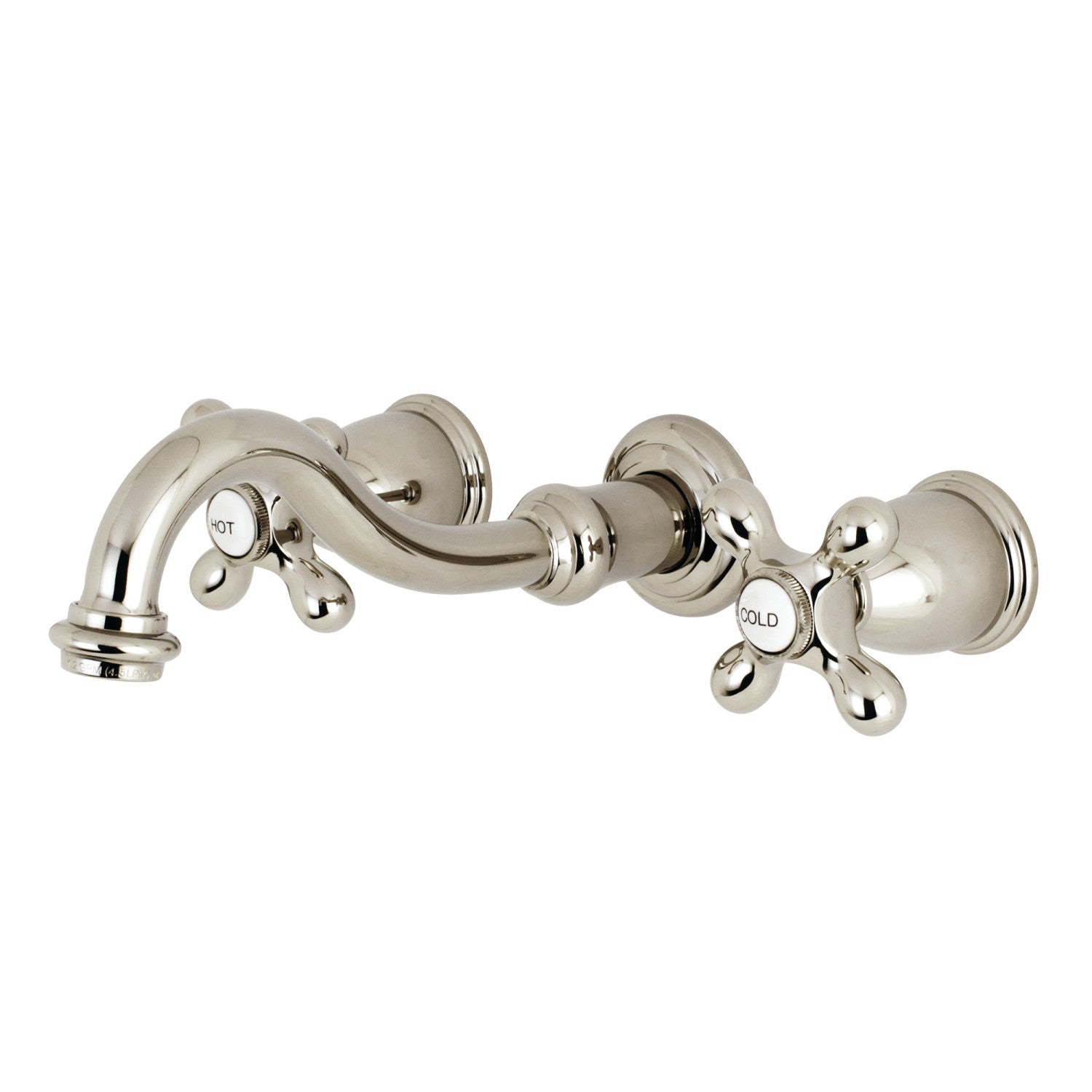 Kingston Heirloom KS3126AX - Vintage double poignée 3-Trou robinet de salle de bains mural, nickel poli