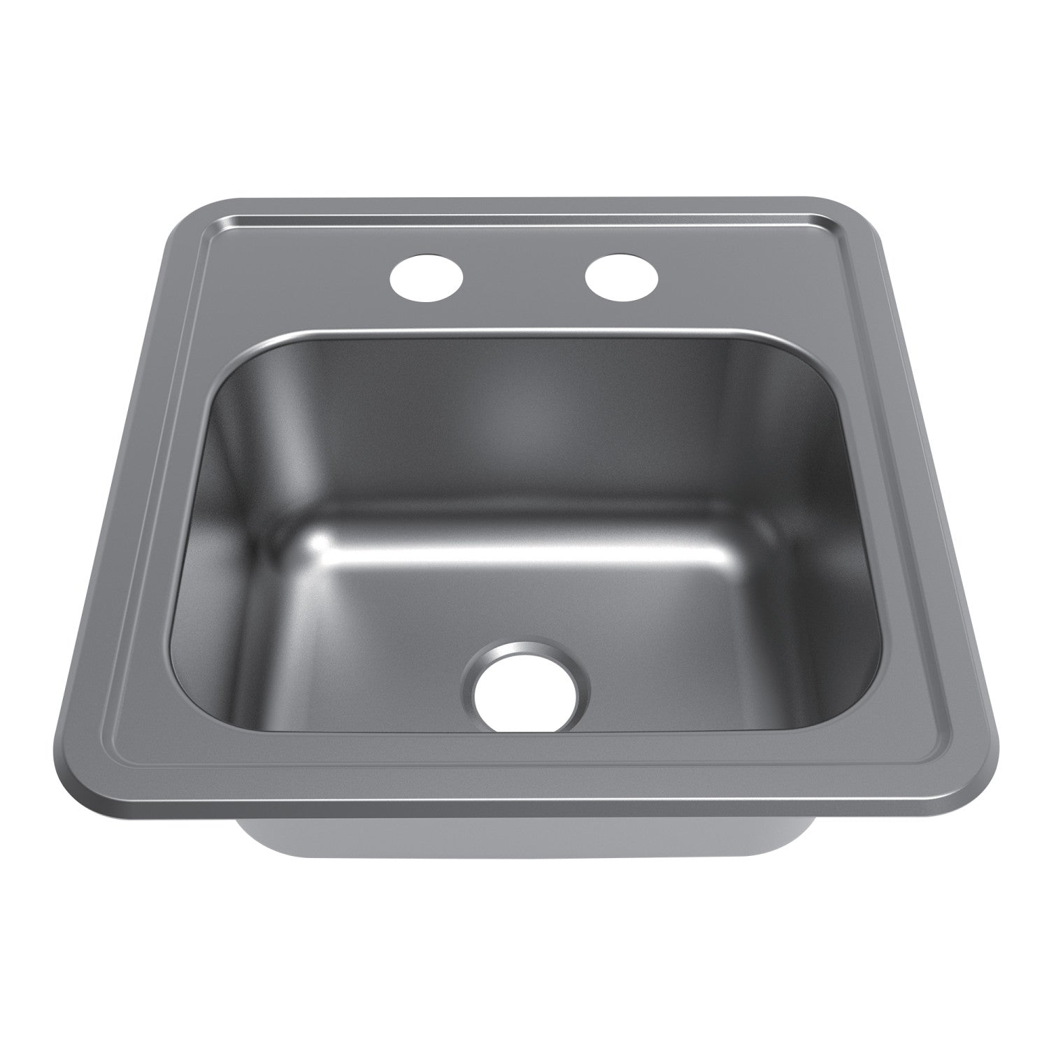 Kingston Tulare KGKTS15151 - Studio 15-Inch Stainless Steel Self-Rimming Single Bowl Drop-In Bar Prep Sink (2-Hole) with Strainer, Brushed Stainless Steel/Polished Chrome