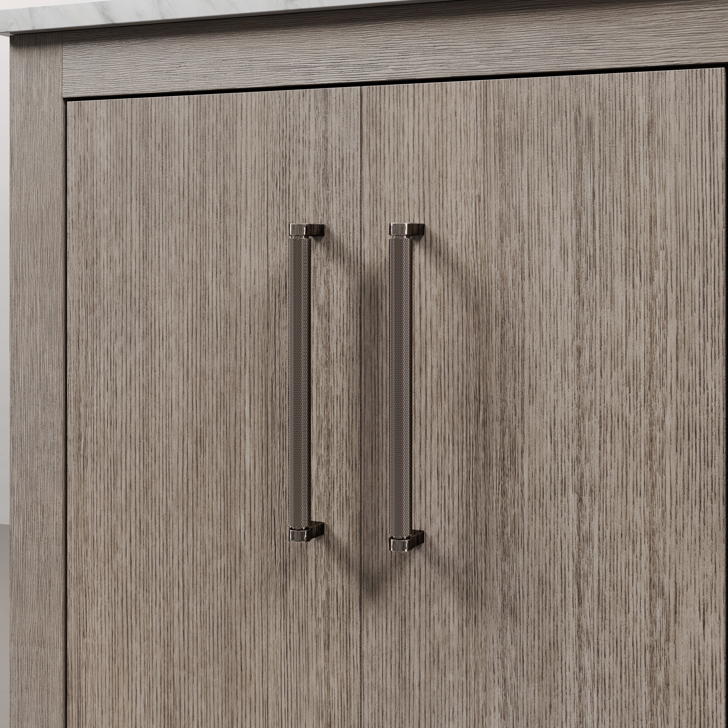 Kingston Luxe HU30CW03GK - 30 in. x 22 in. Bathroom Vanity White Marble Top and White Basin, Grey Oak
