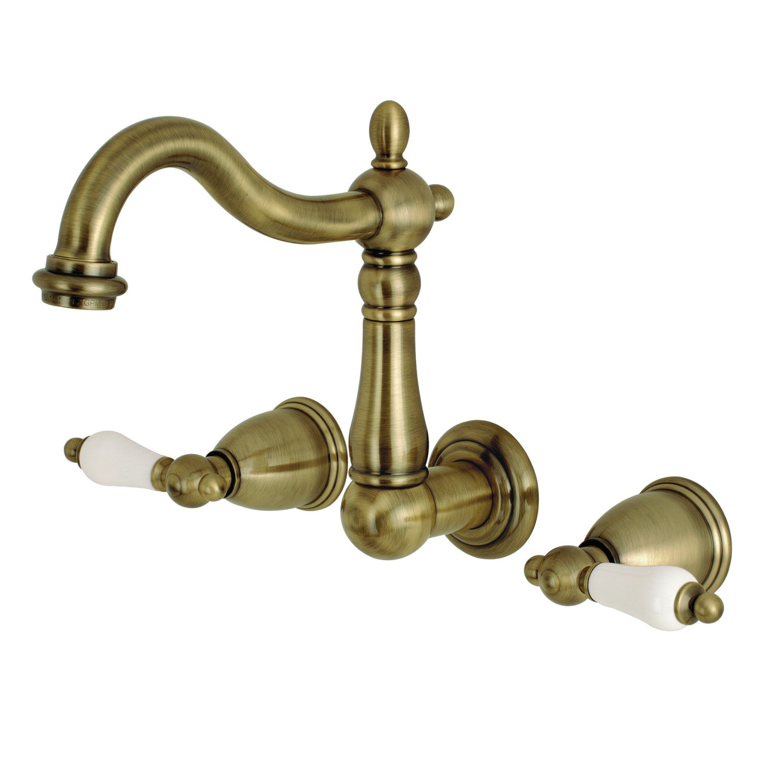 Kingston Heirloom KS1253PL - Robinet de salle de bains à double poignée Heritage 3 trous, laiton antique