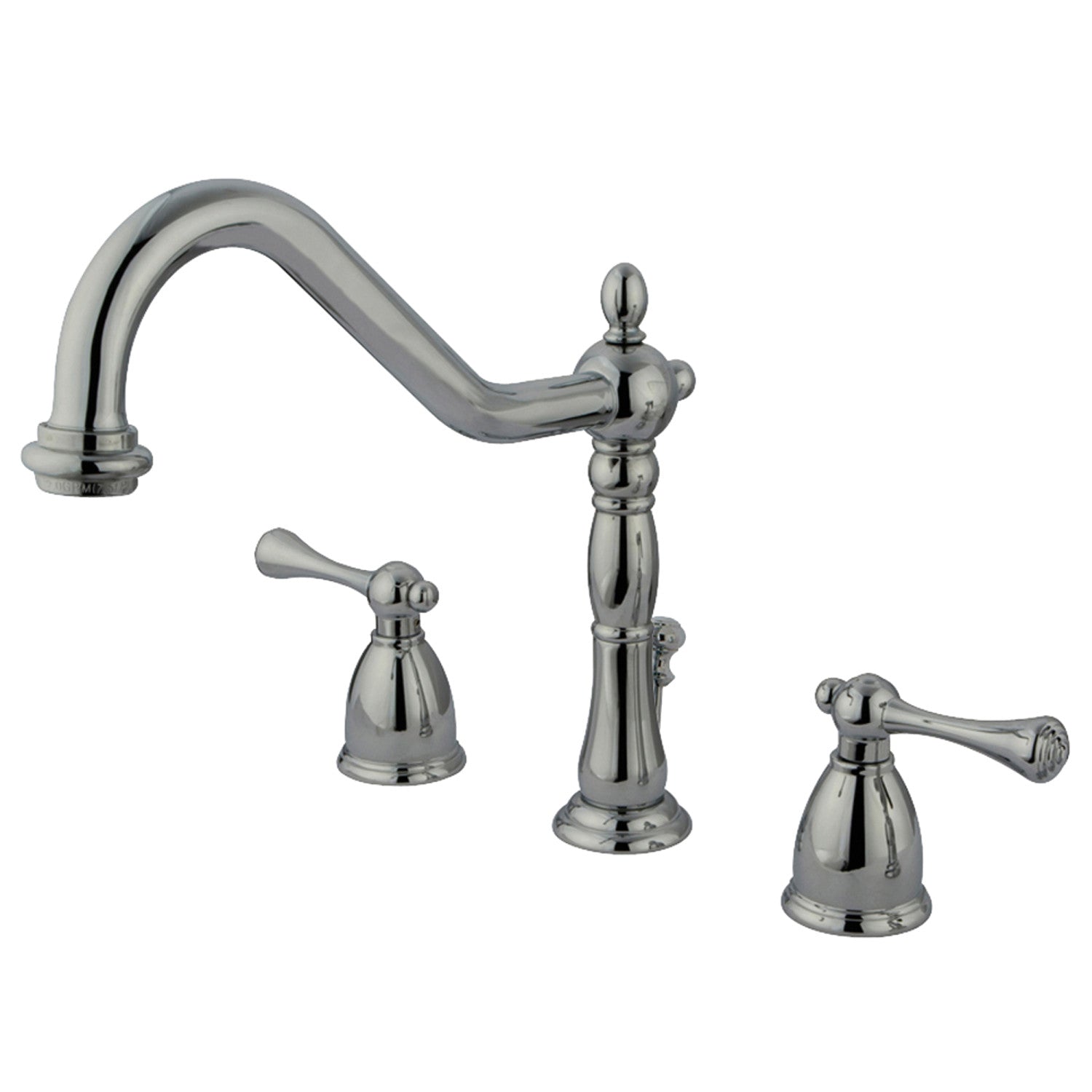 Kingston Heirloom KB7971BL - Robinet de salle de bains à grande échelle à deux poignées vintage anglais 3 trous Mount avec drain à tirette, chrome poli