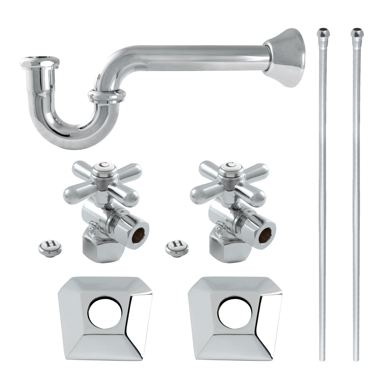 Kingston Tulare KPK130P1 - Trapeze Modern Plumbing Sink Trim Kit with P-Trap, Polished Chrome