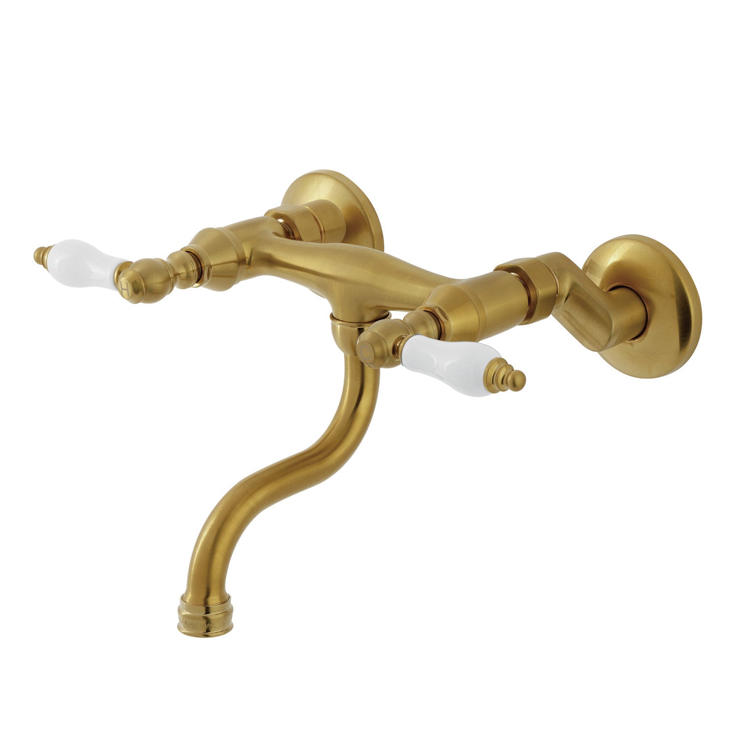 Kingston Heirloom KS2117PL - Kingston Double-Handle 2 trous Robinet de salle de bains mural, laiton brossé