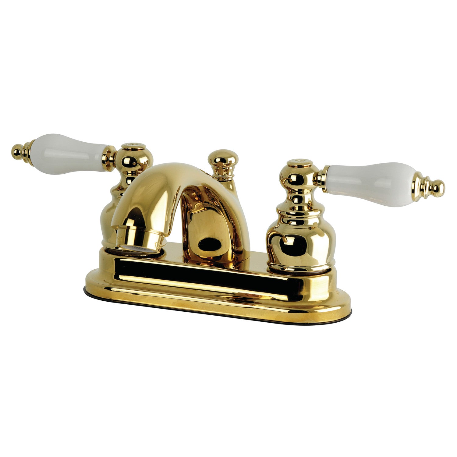 Kingston Heirloom KB2602PL - Vintage Double-Handle 3 trous montage sur plage 4-Inch Centerset Robinet de salle de bains avec drain à tirette, laiton poli